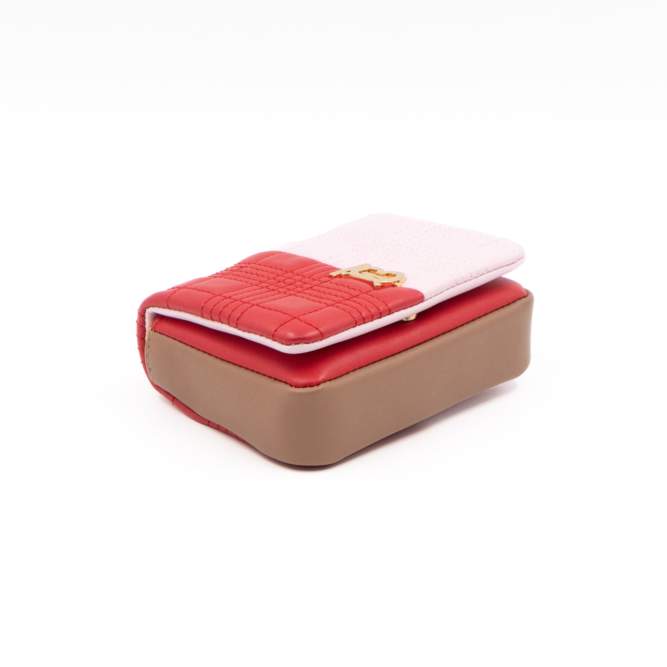 Micro Quilted Lola Shoulder Bag Red & Pink Leather