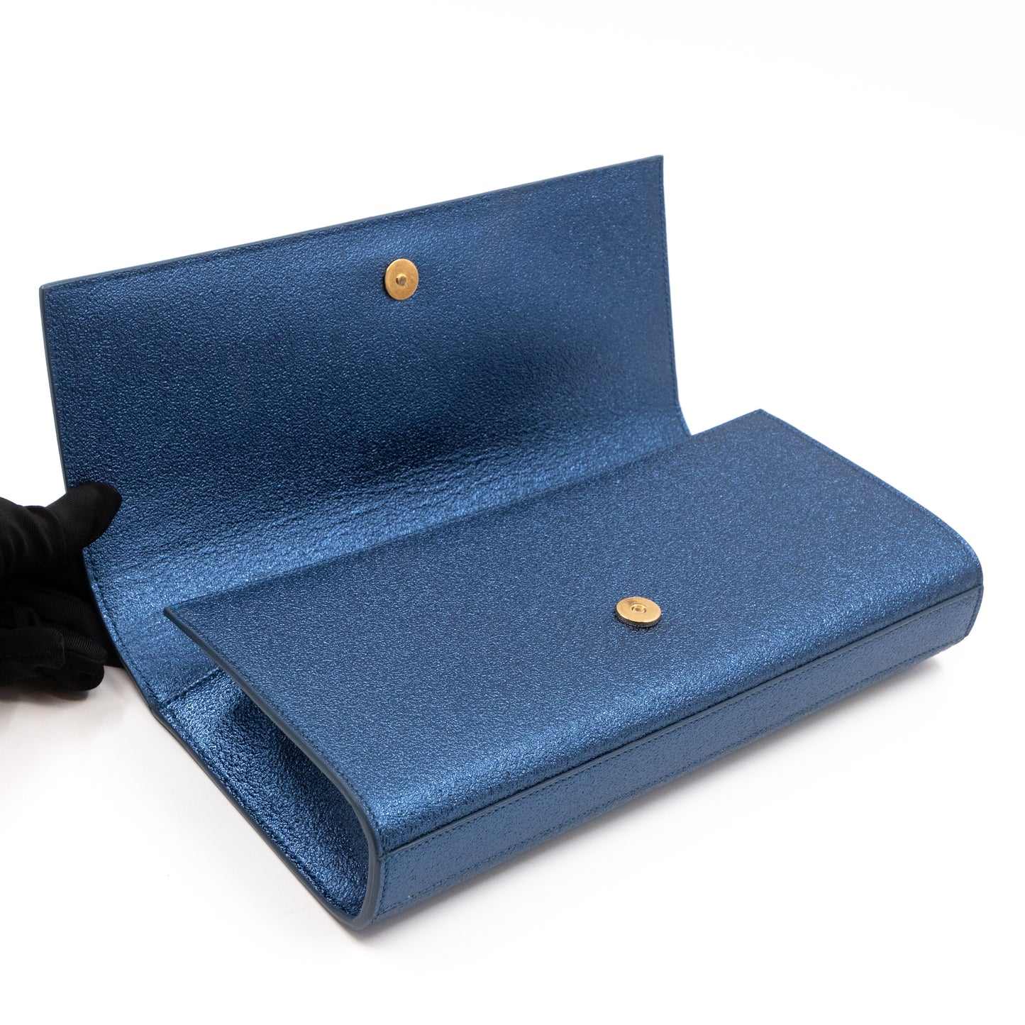 Kate Clutch Blue Metallic Glitter Leather