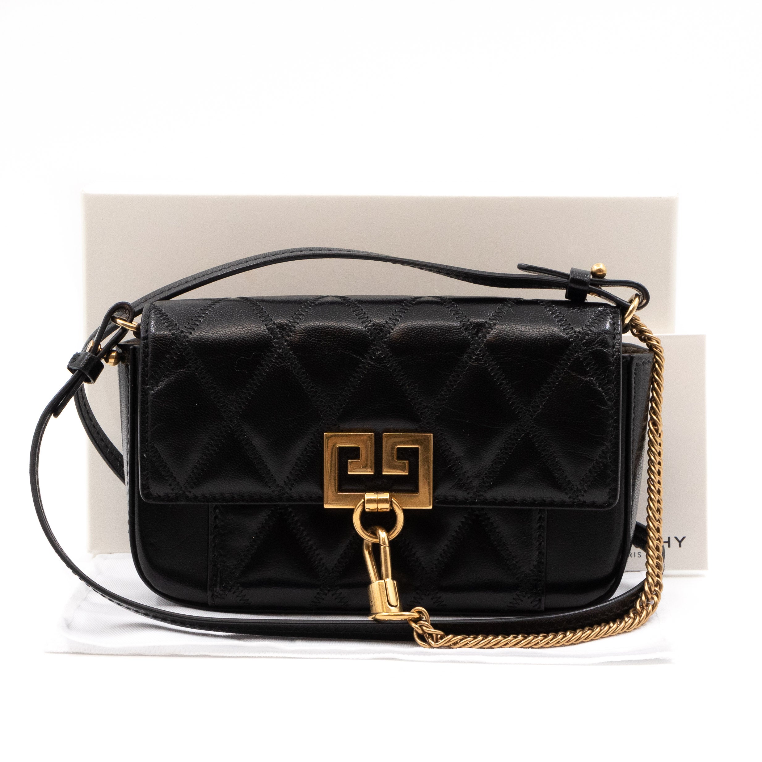 Mini Quilted Pocket Bag Black Leather