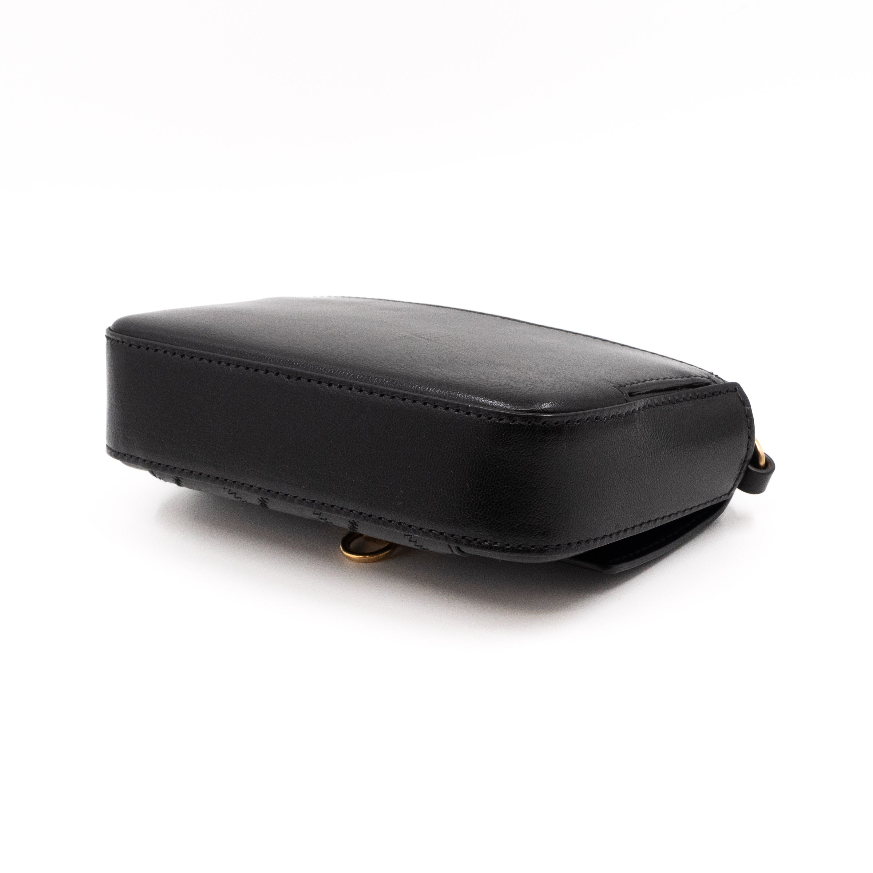 Mini Quilted Pocket Bag Black Leather