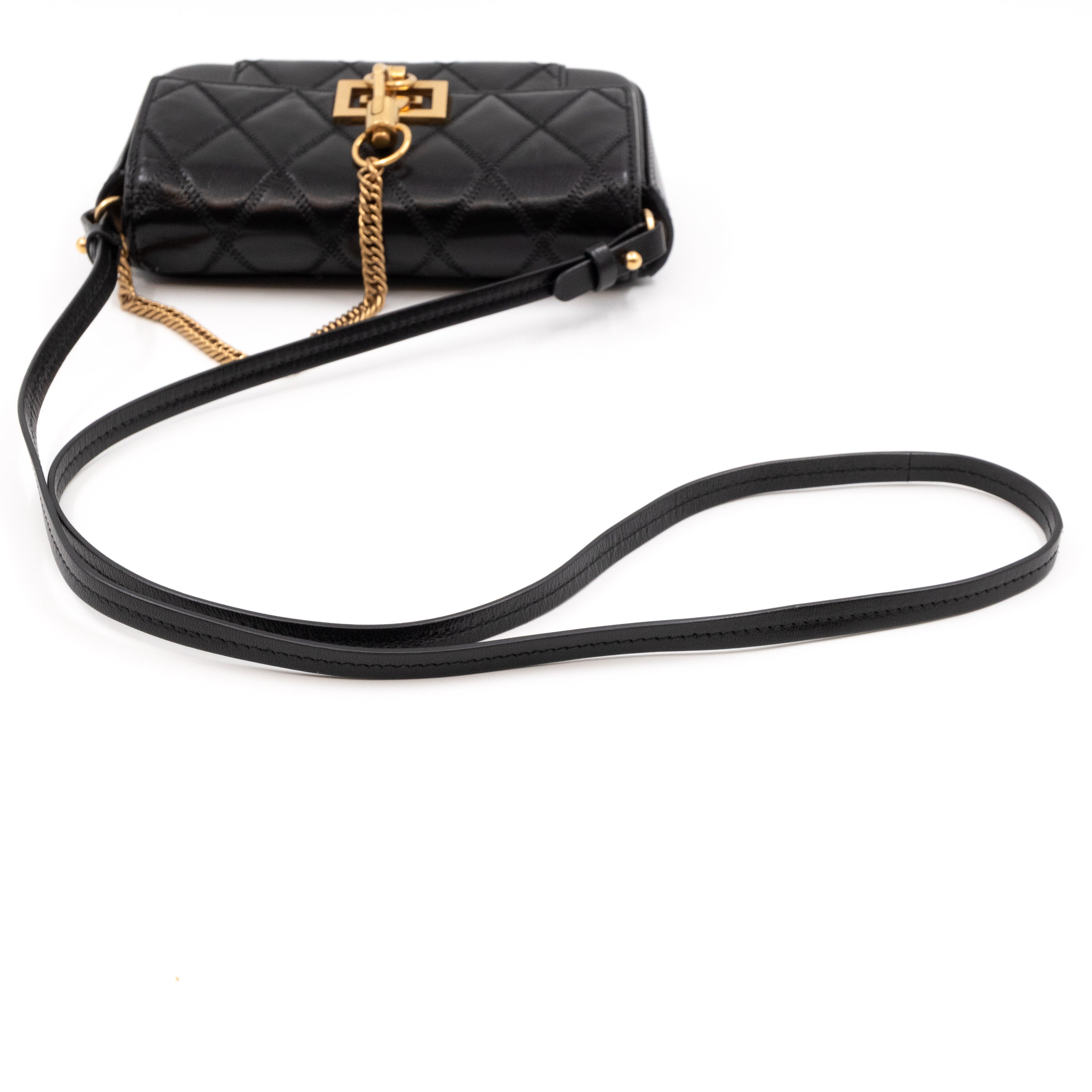 Mini Quilted Pocket Bag Black Leather