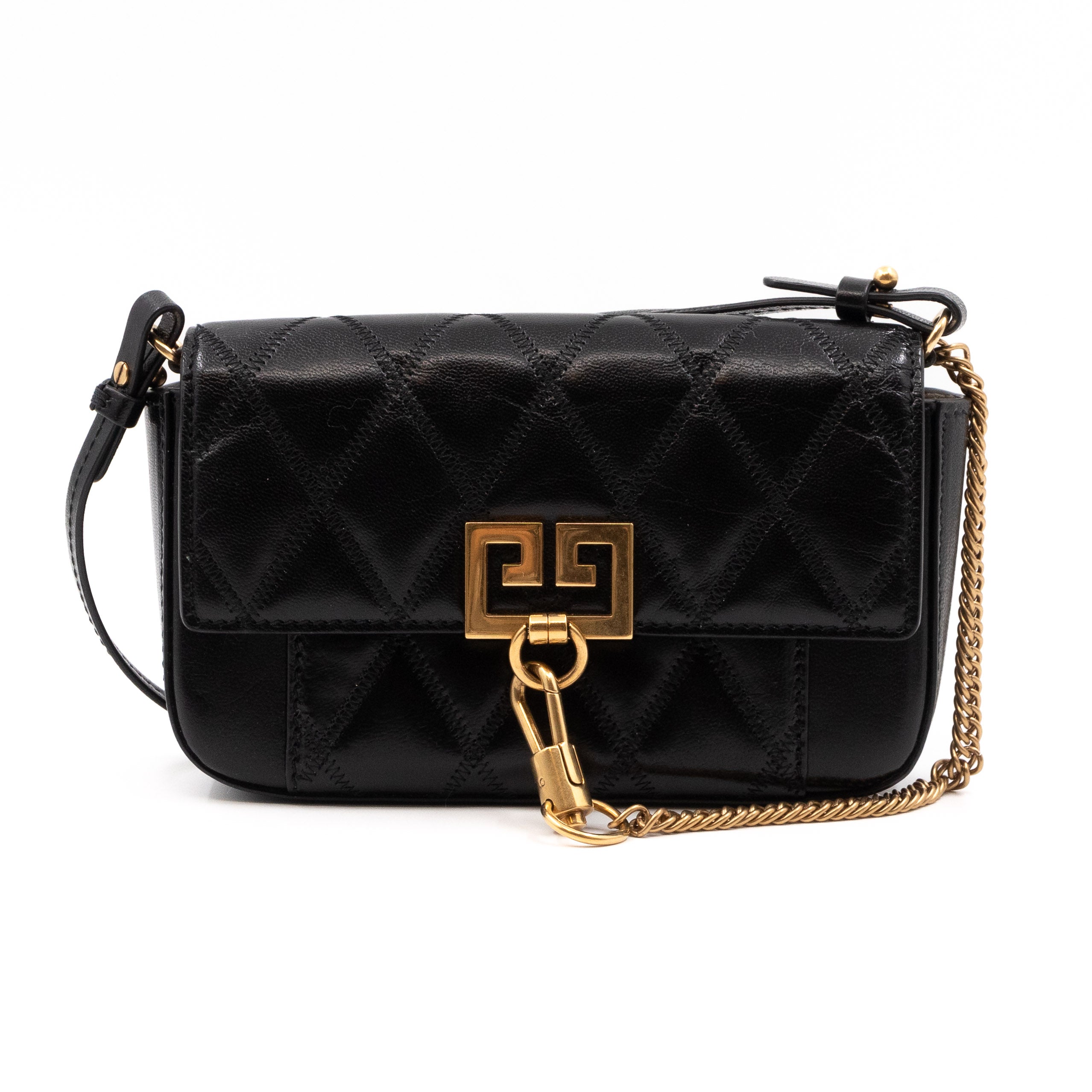 Mini Quilted Pocket Bag Black Leather