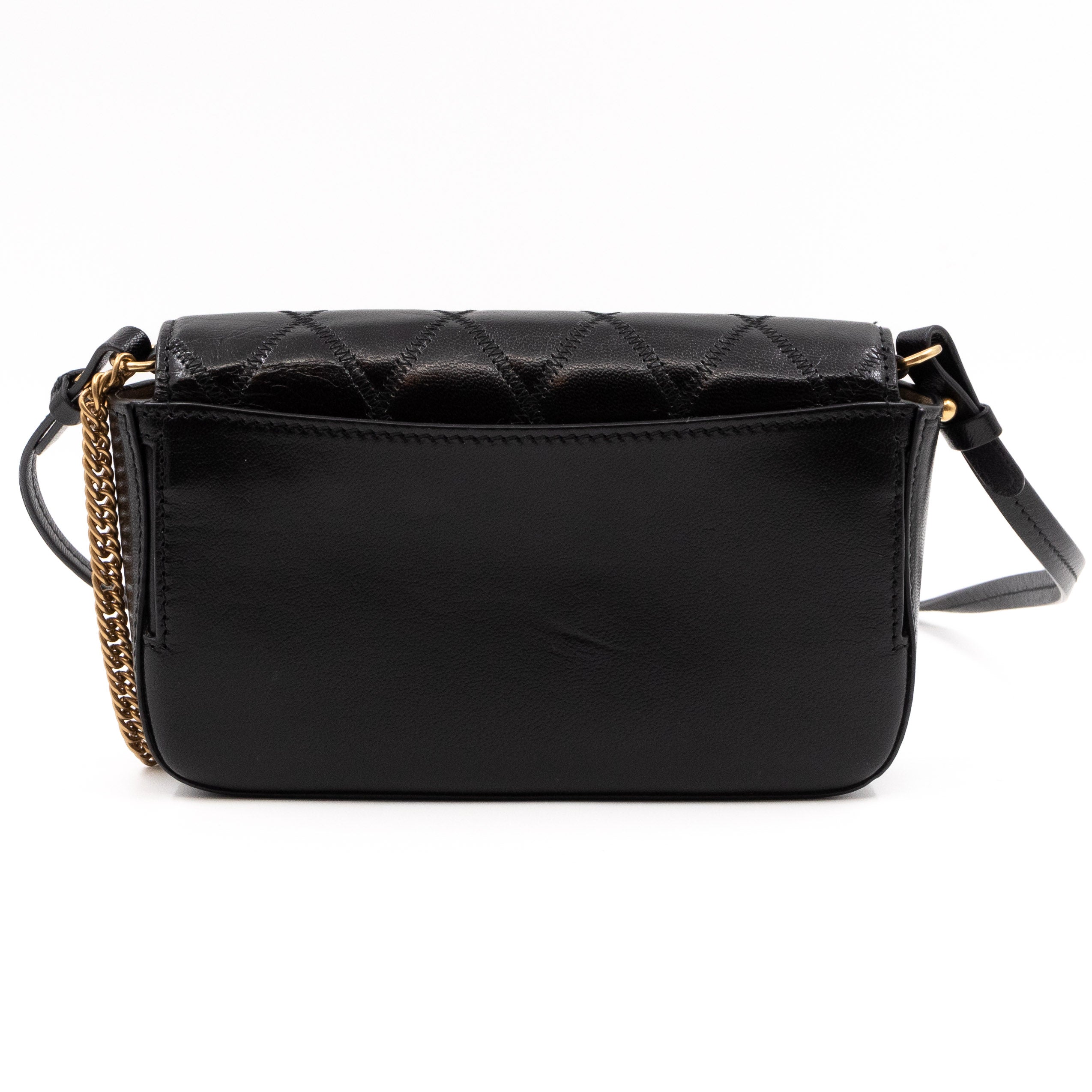 Mini Quilted Pocket Bag Black Leather