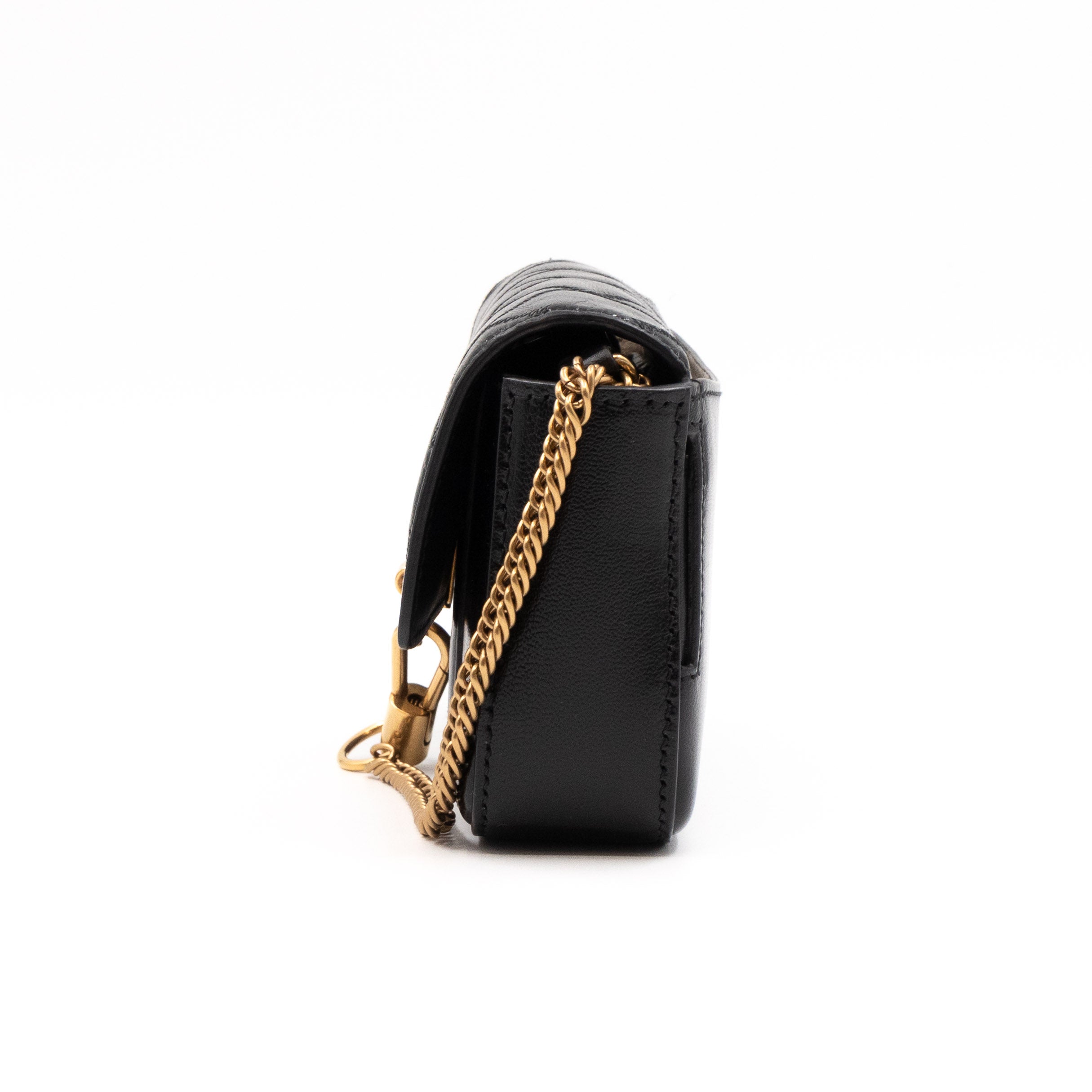 Mini Quilted Pocket Bag Black Leather
