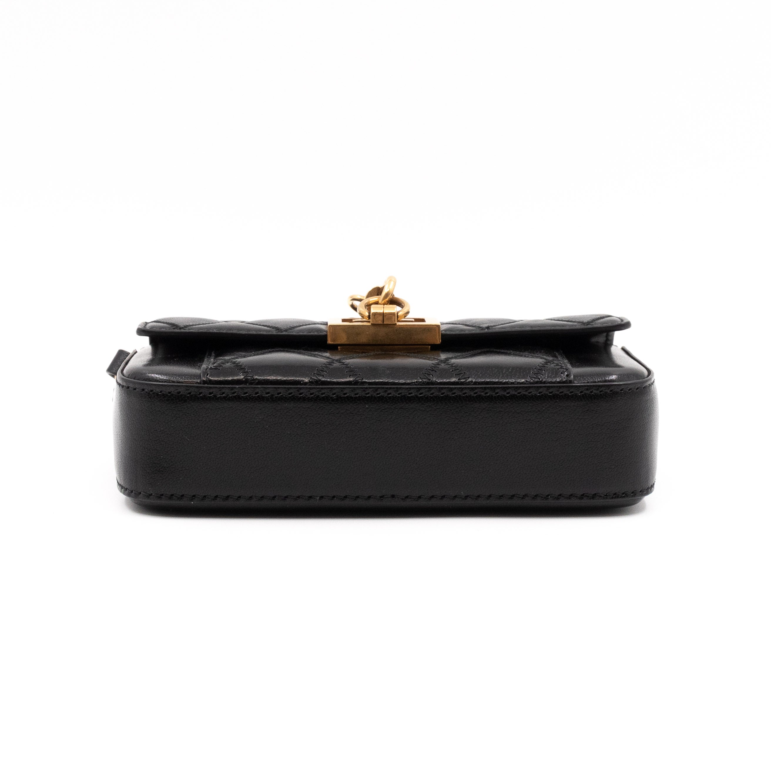 Mini Quilted Pocket Bag Black Leather
