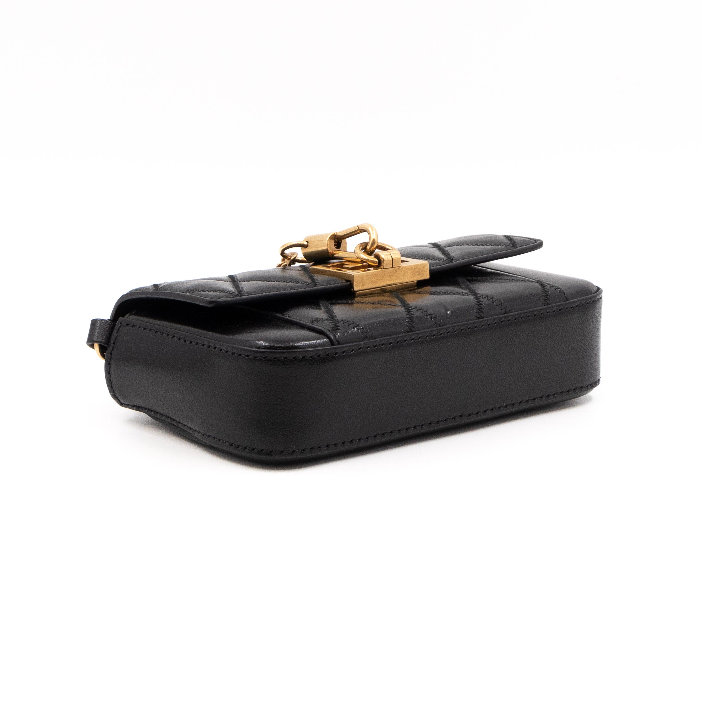 Mini Quilted Pocket Bag Black Leather
