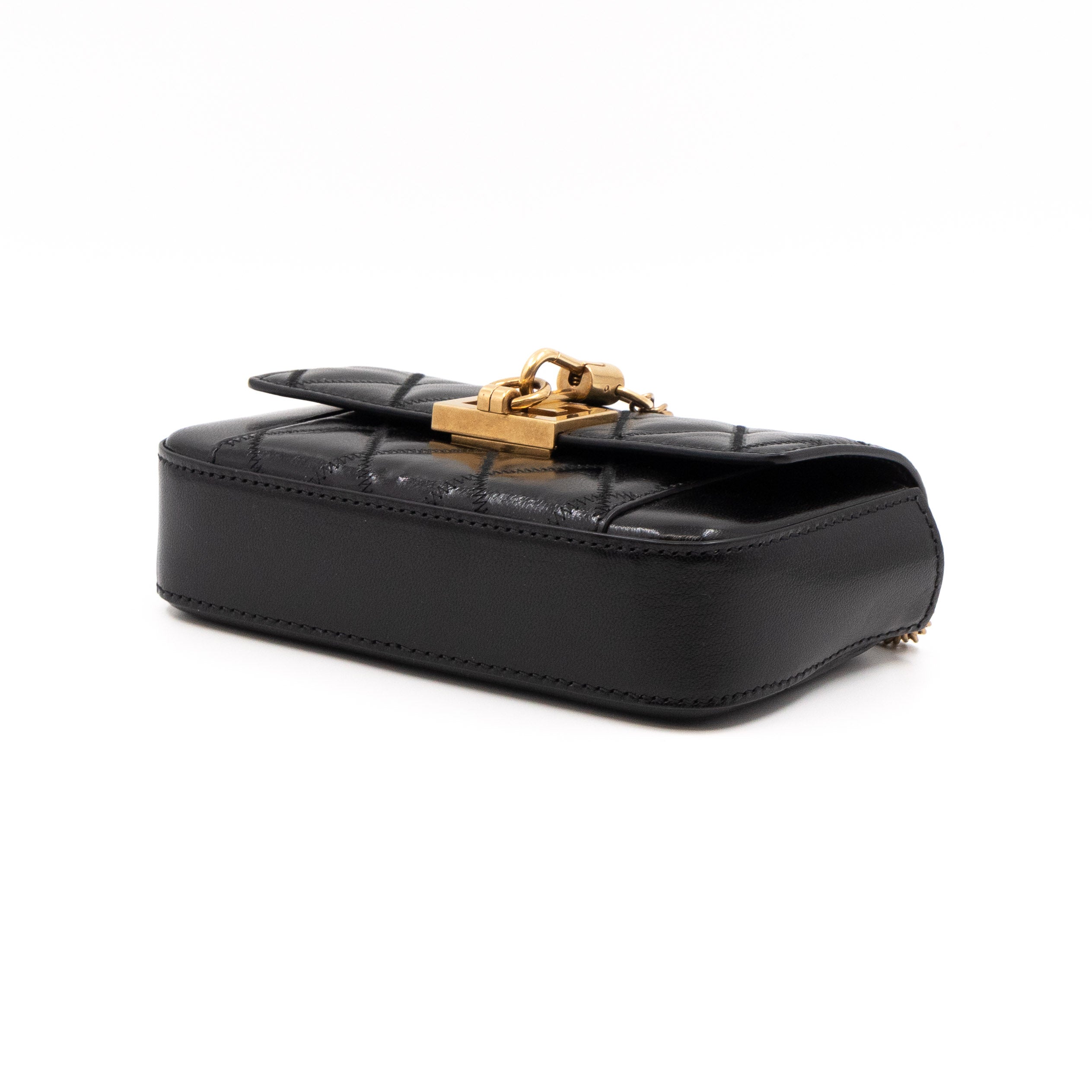 Mini Quilted Pocket Bag Black Leather