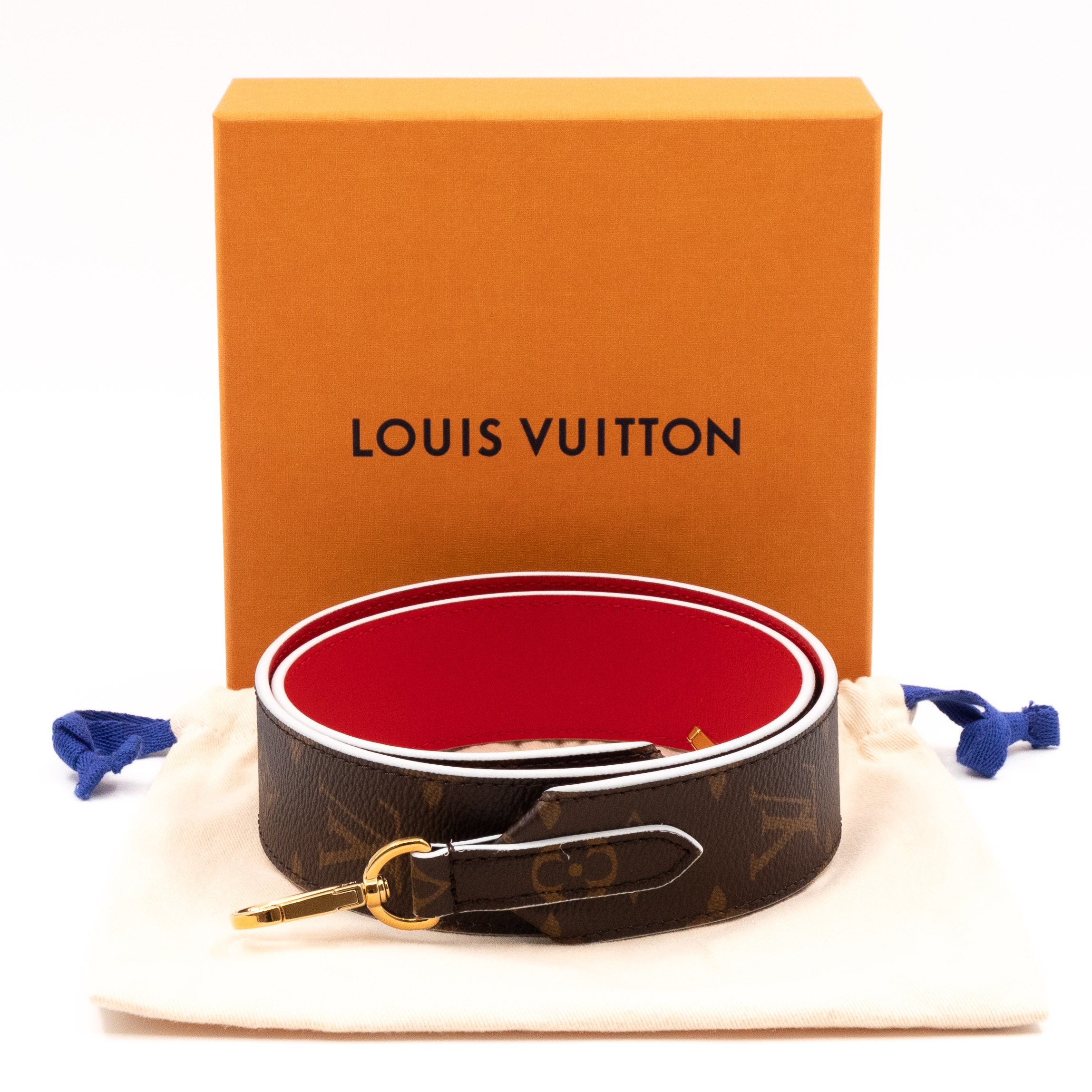 Bandoulière Shoulder Strap Monogram Red Leather