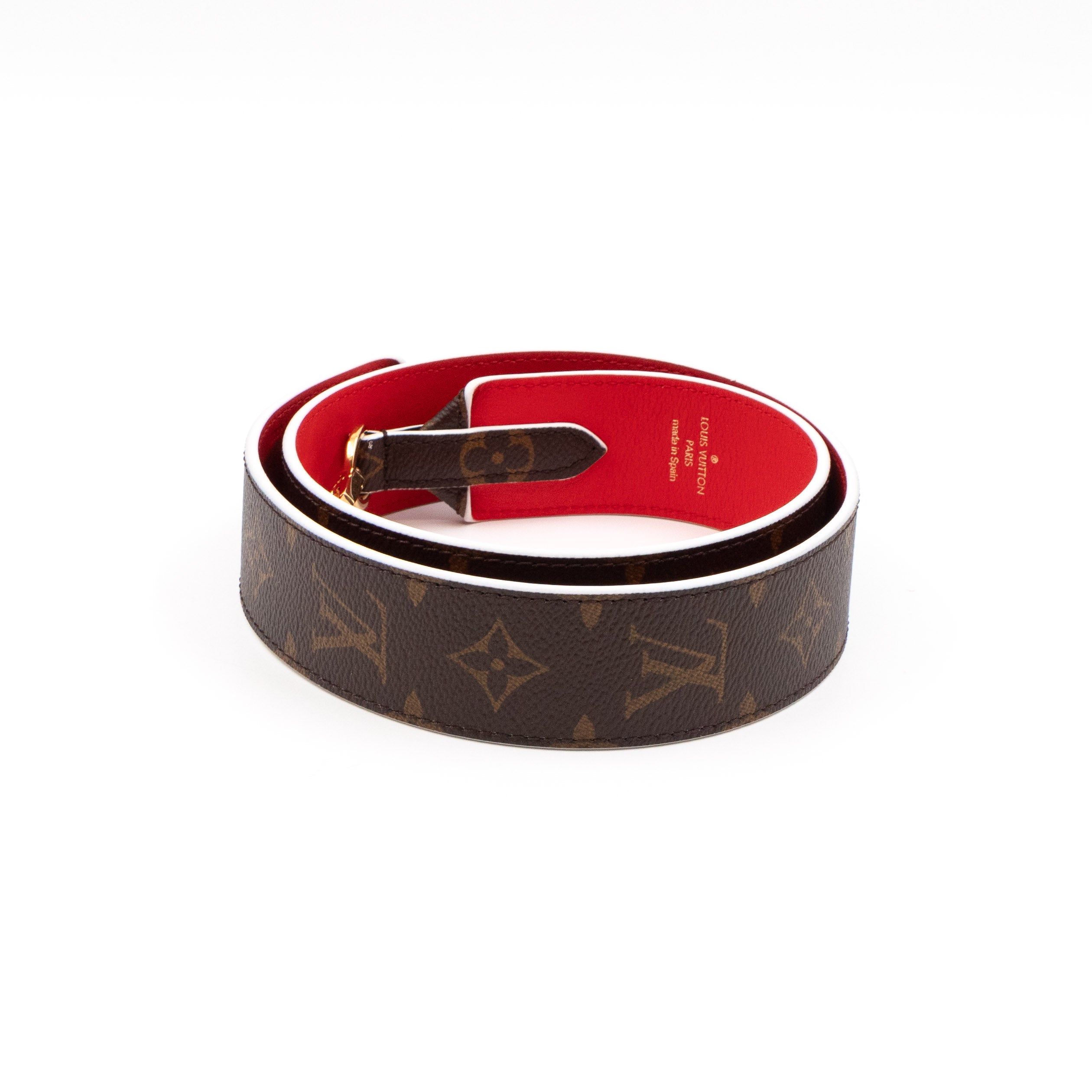 Bandoulière Shoulder Strap Monogram Red Leather
