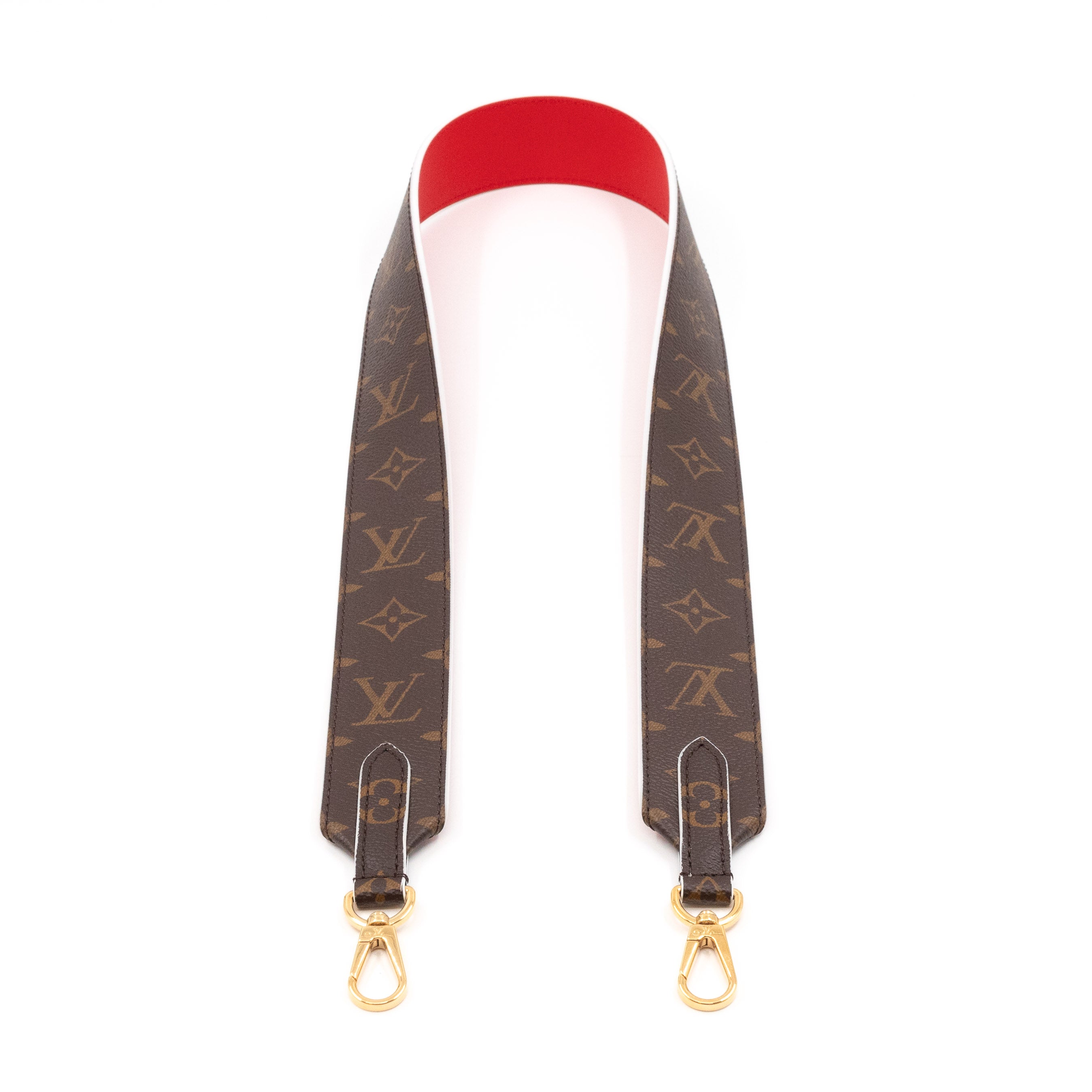 Bandoulière Shoulder Strap Monogram Red Leather
