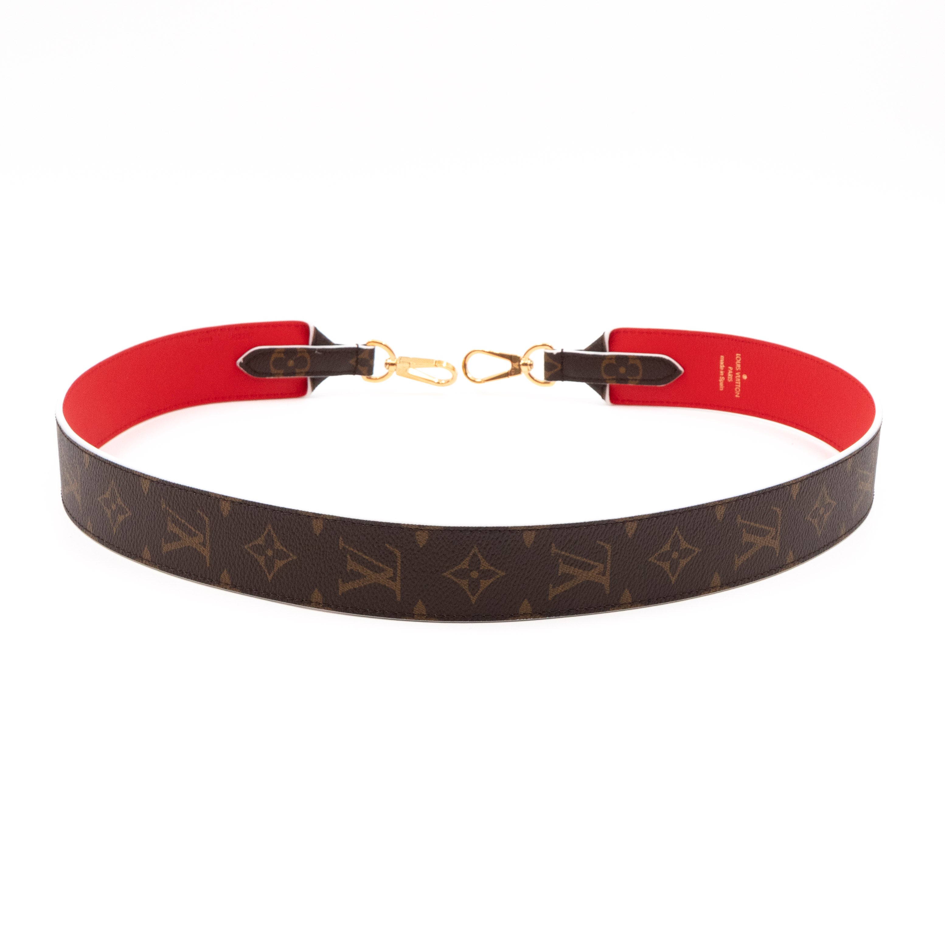 Bandoulière Shoulder Strap Monogram Red Leather