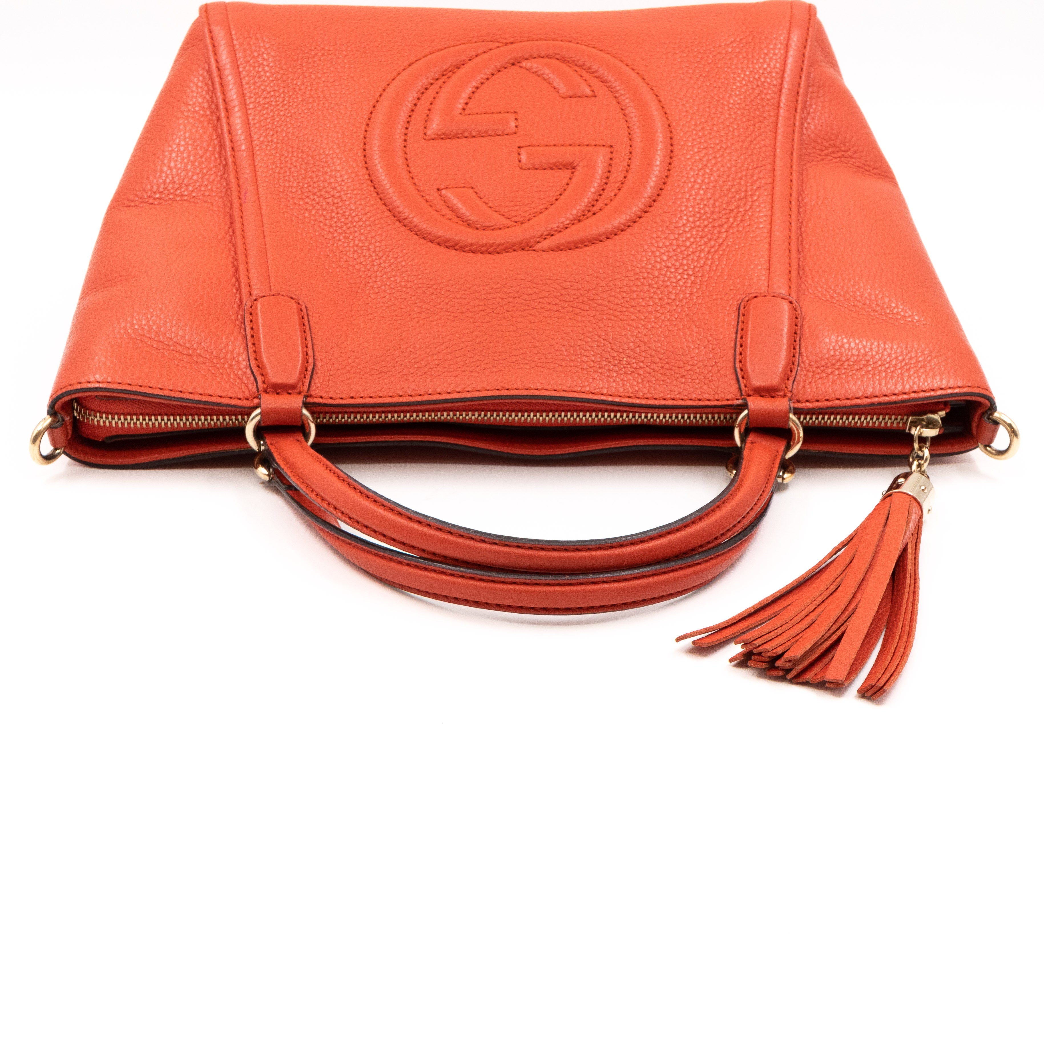 Soho Two Way Shoulder Bag Orange Leather