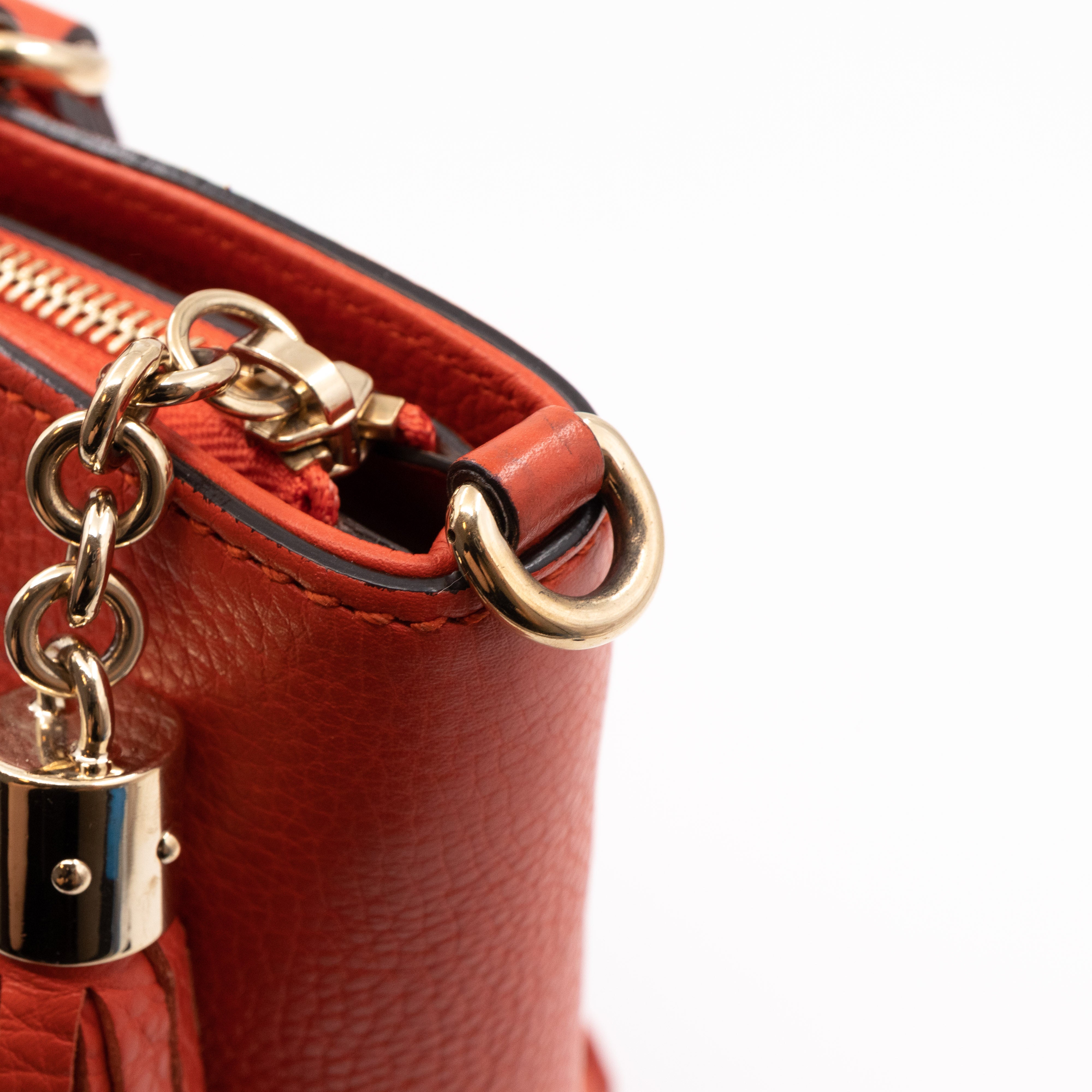 Soho Two Way Shoulder Bag Orange Leather