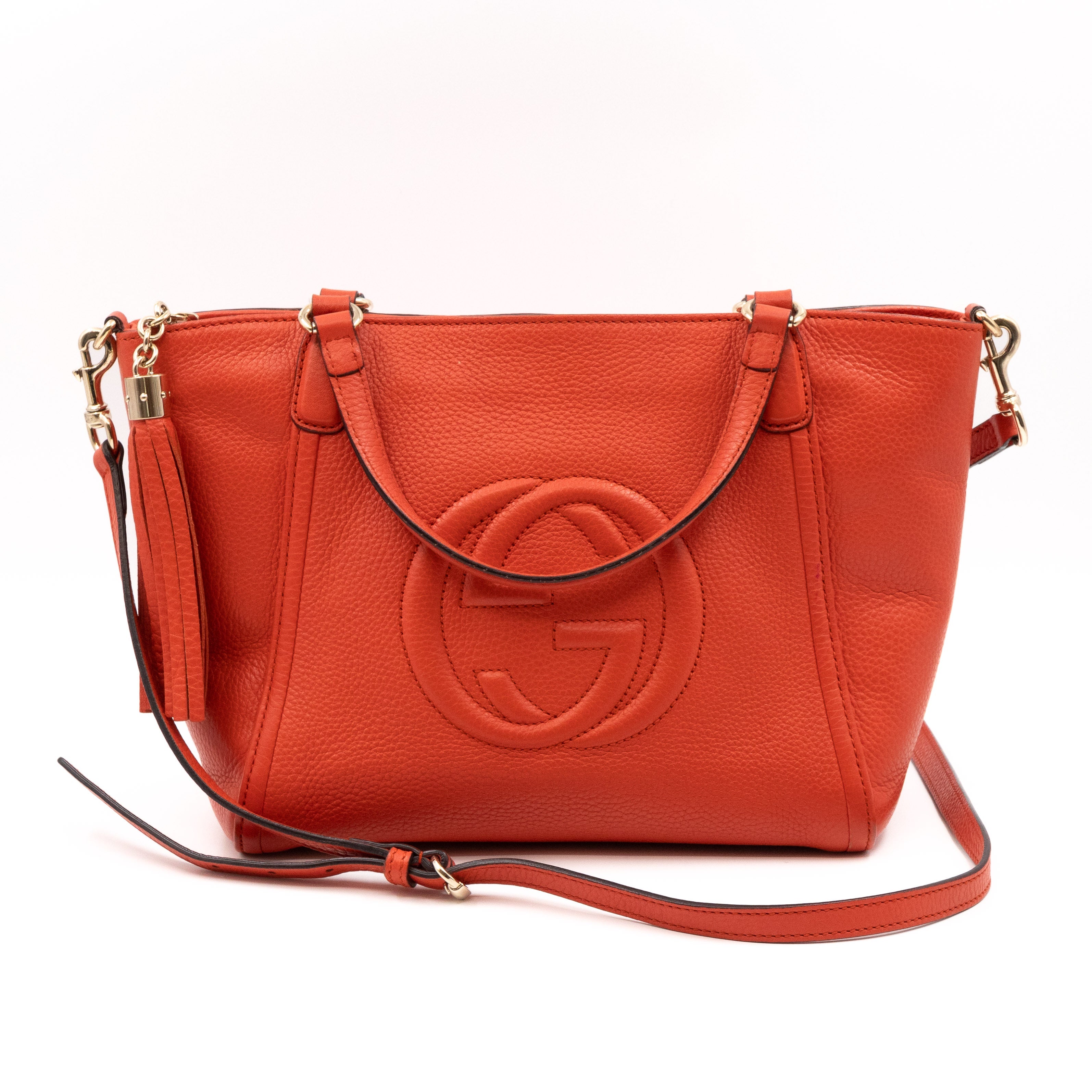 Soho Two Way Shoulder Bag Orange Leather