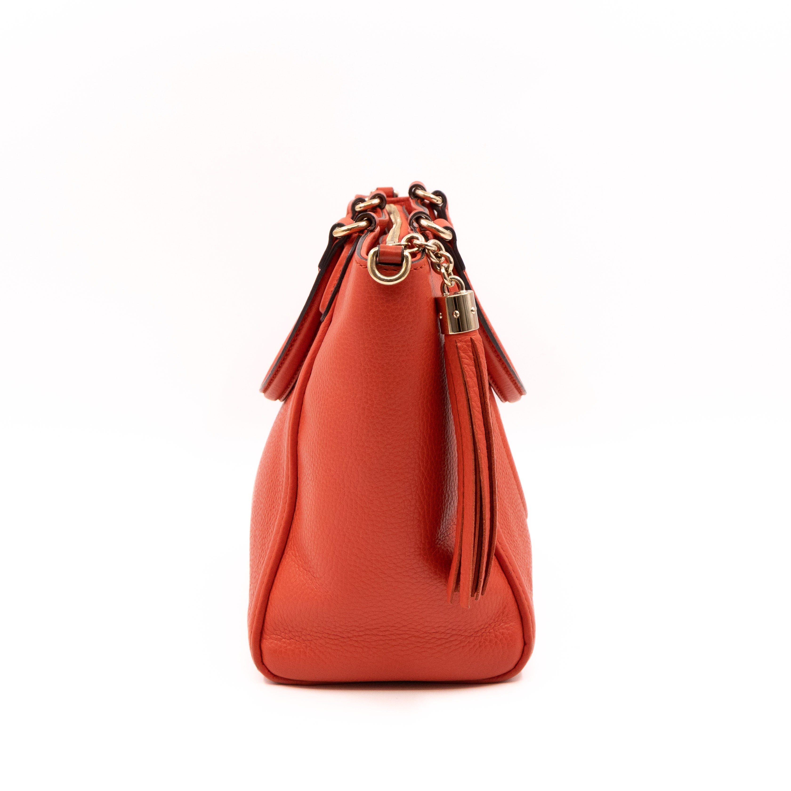Soho Two Way Shoulder Bag Orange Leather