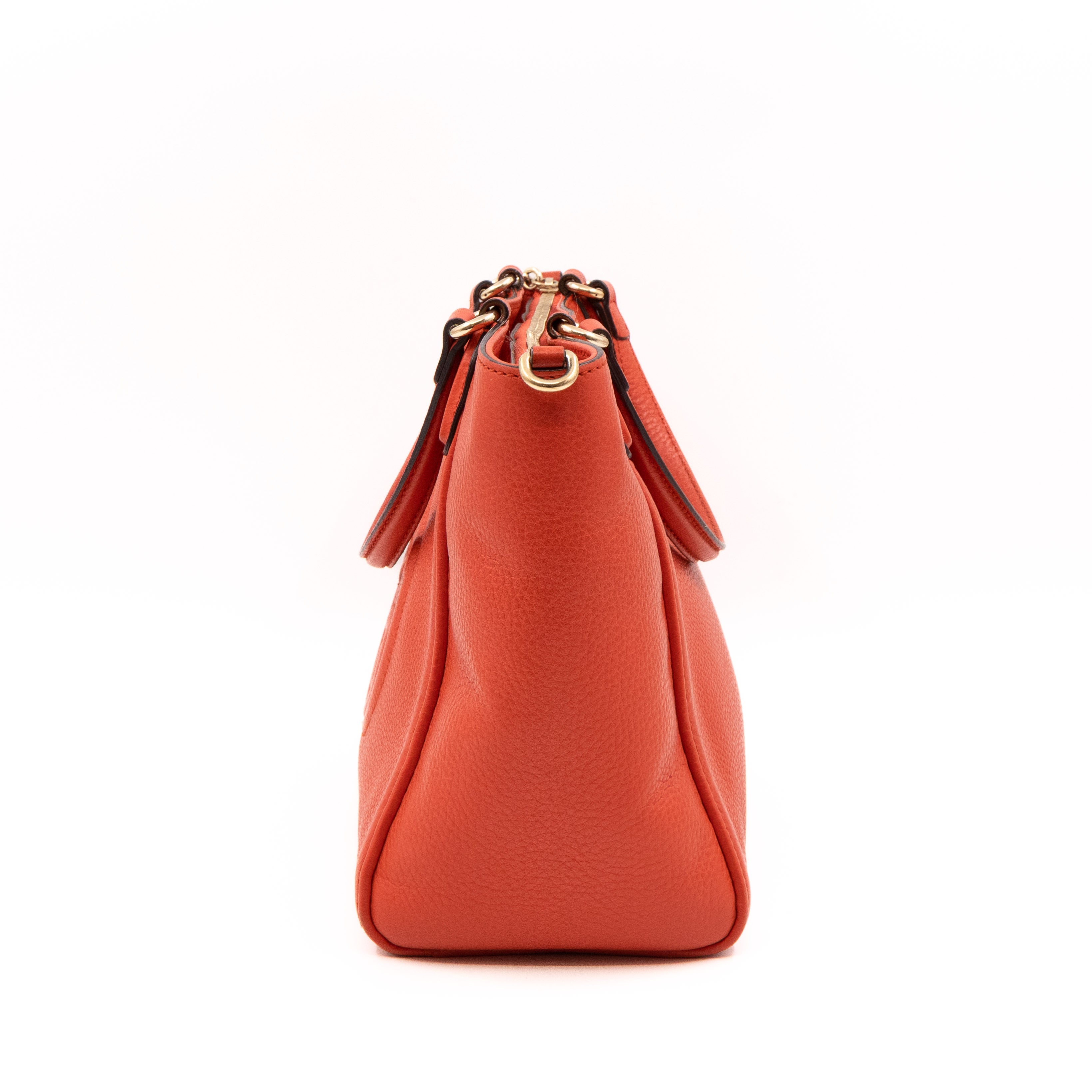 Soho Two Way Shoulder Bag Orange Leather