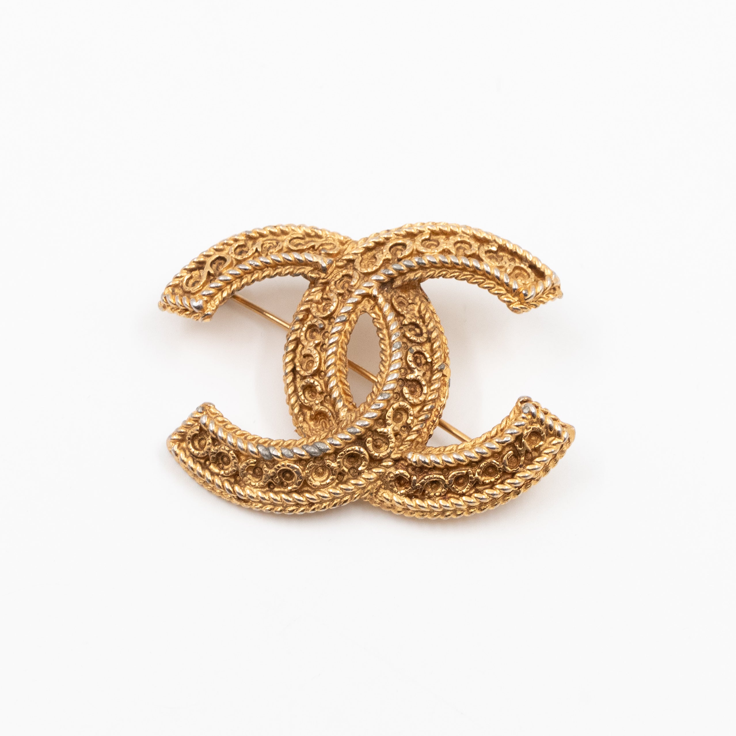 CC Brooch Strass Vintage Gold