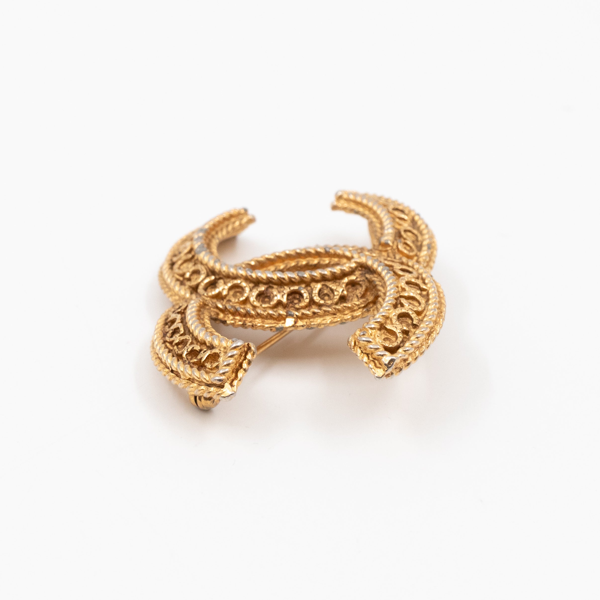 CC Brooch Strass Vintage Gold