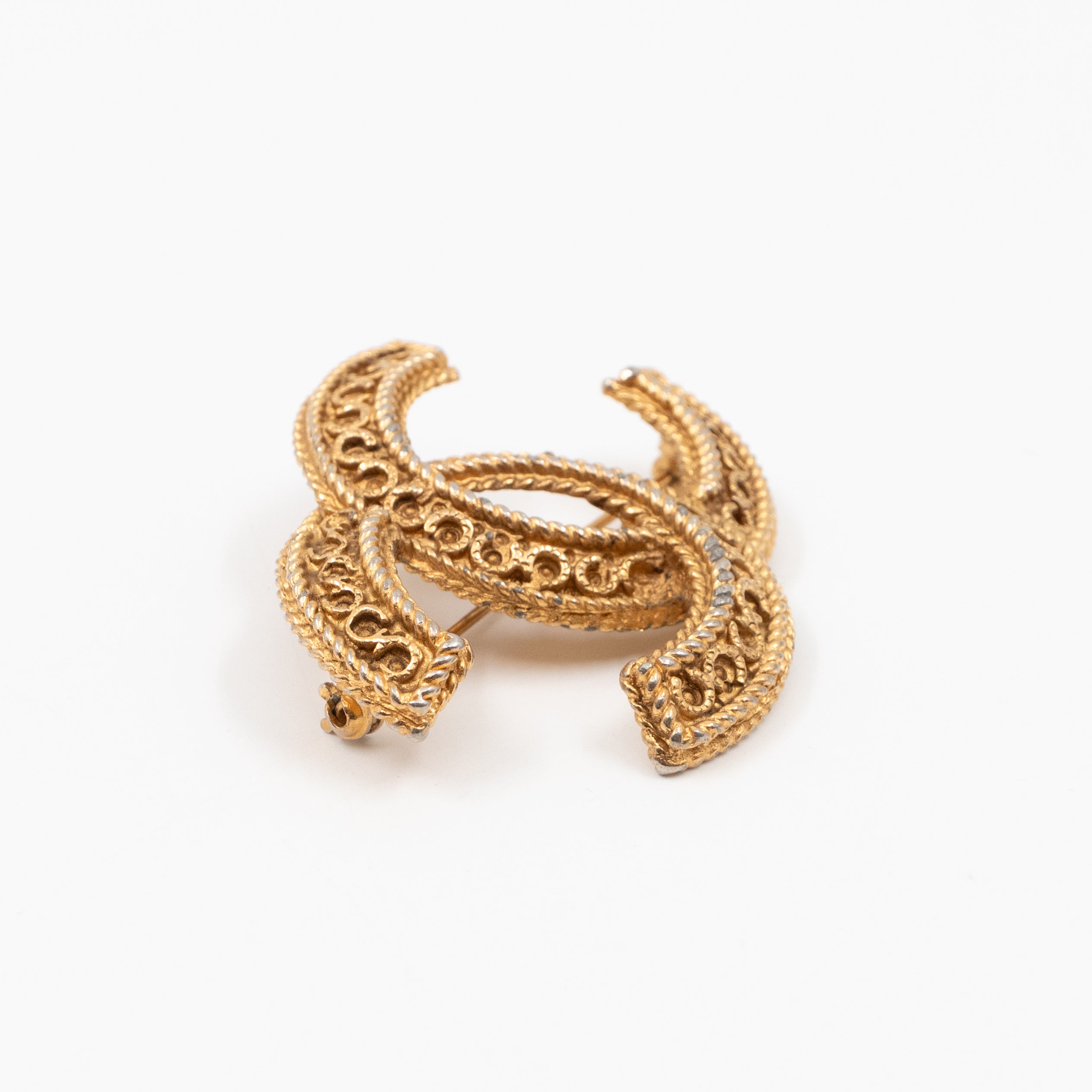 CC Brooch Strass Vintage Gold
