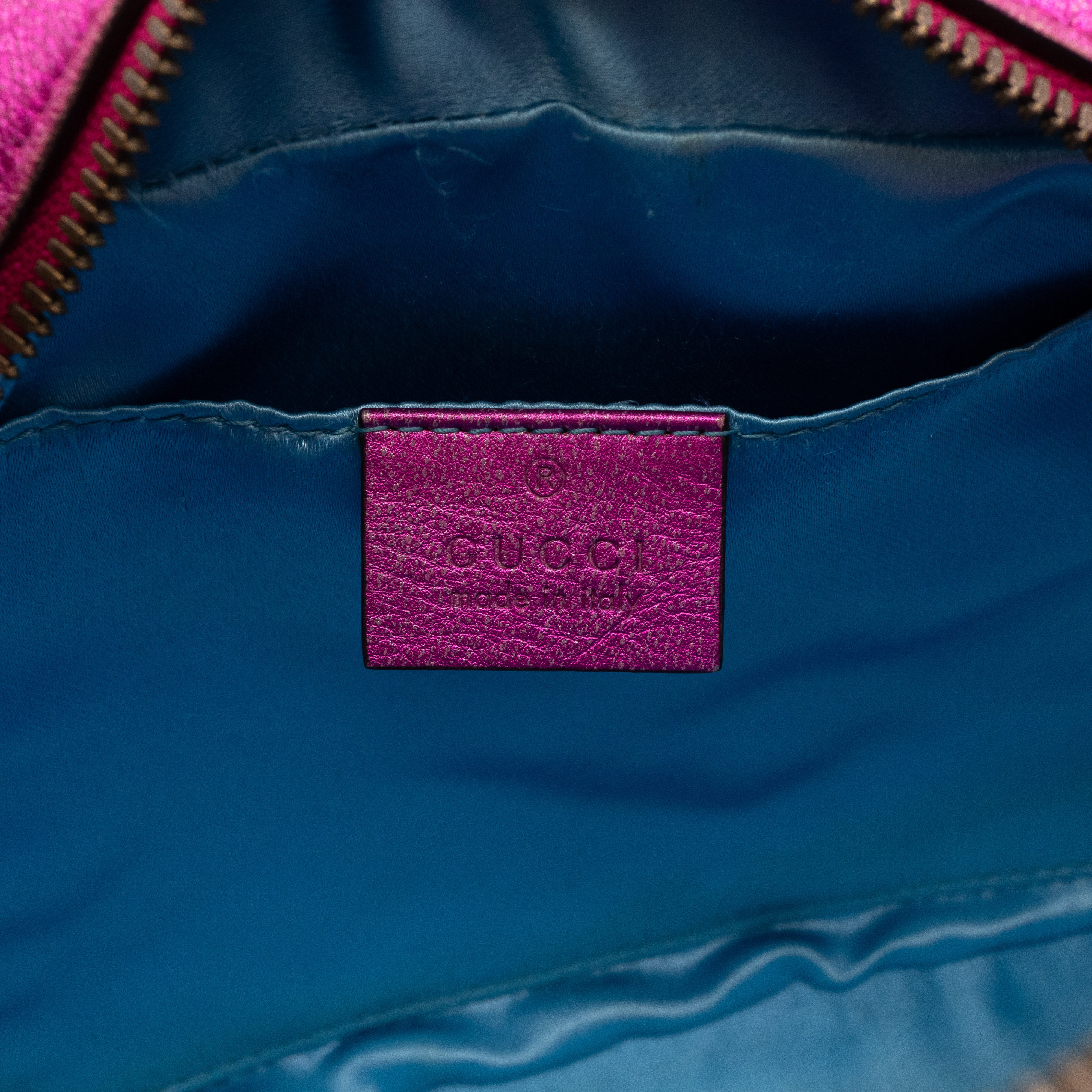 GG Marmont Matelassé Small Metallic Pink Leather