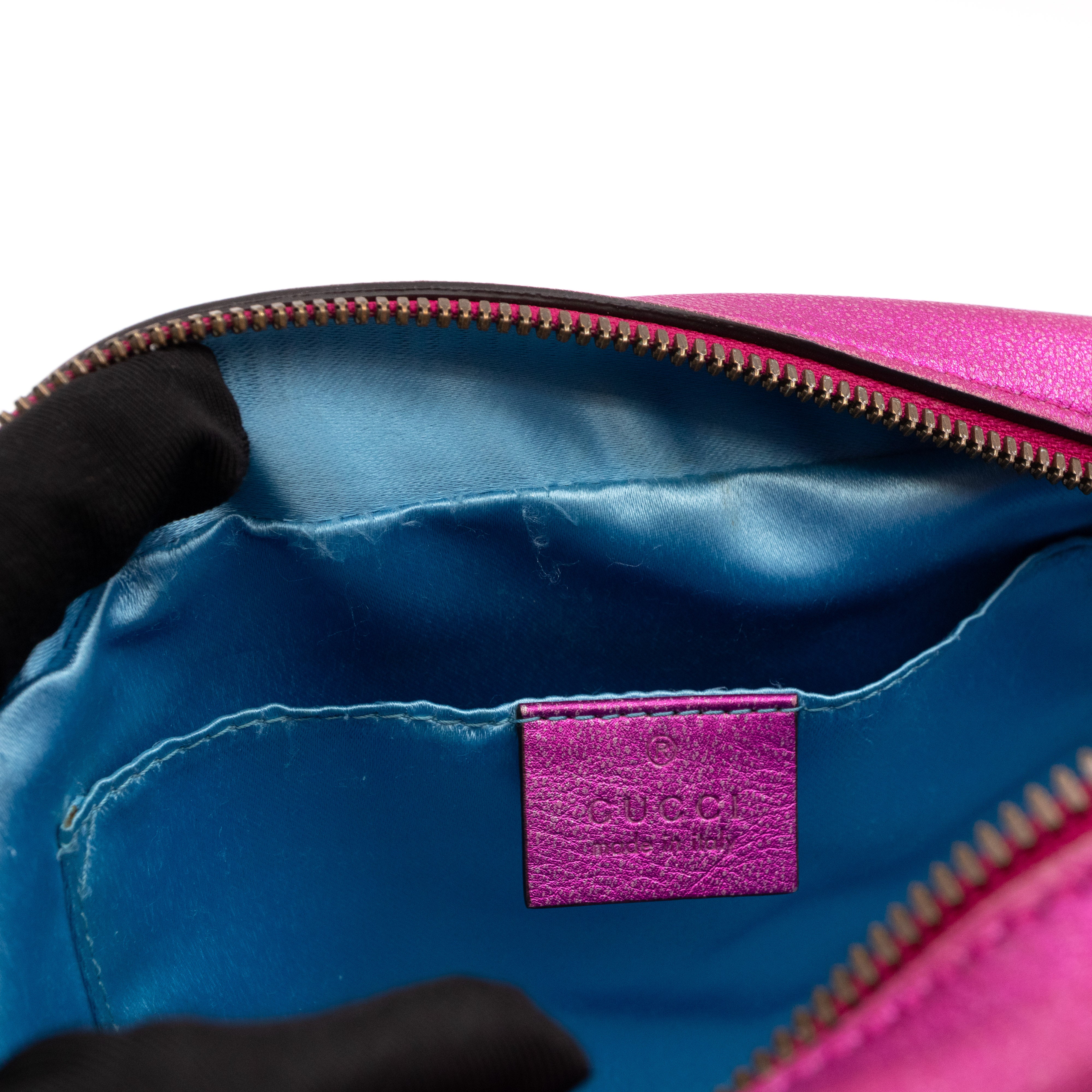 GG Marmont Matelassé Small Metallic Pink Leather