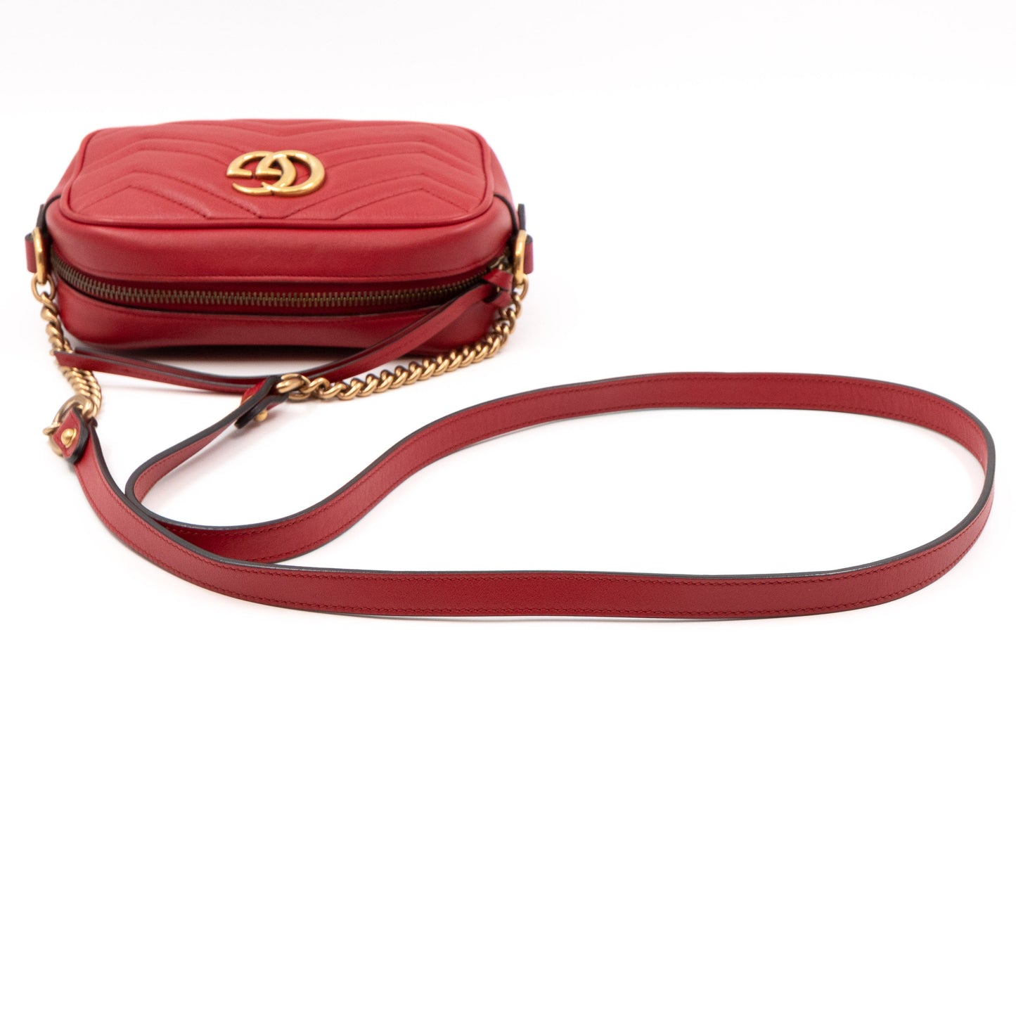 GG Marmont Matelassé Mini Red Leather