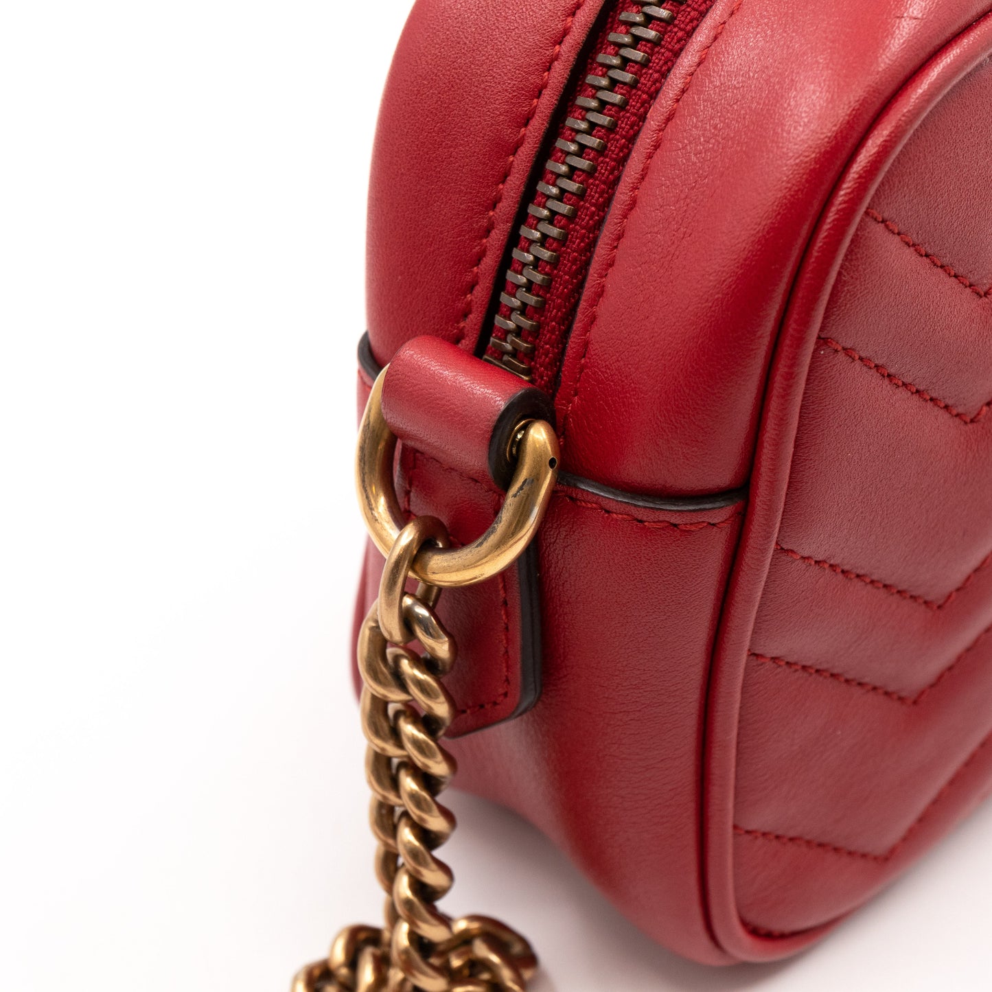 GG Marmont Matelassé Mini Red Leather