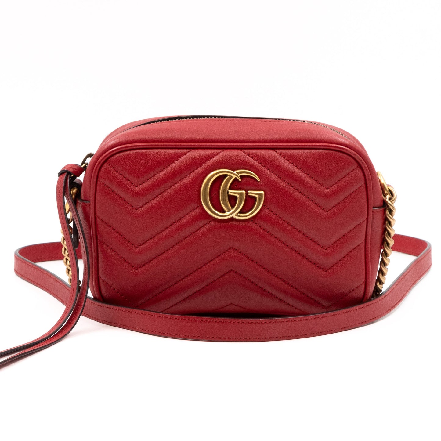 GG Marmont Matelassé Mini Red Leather