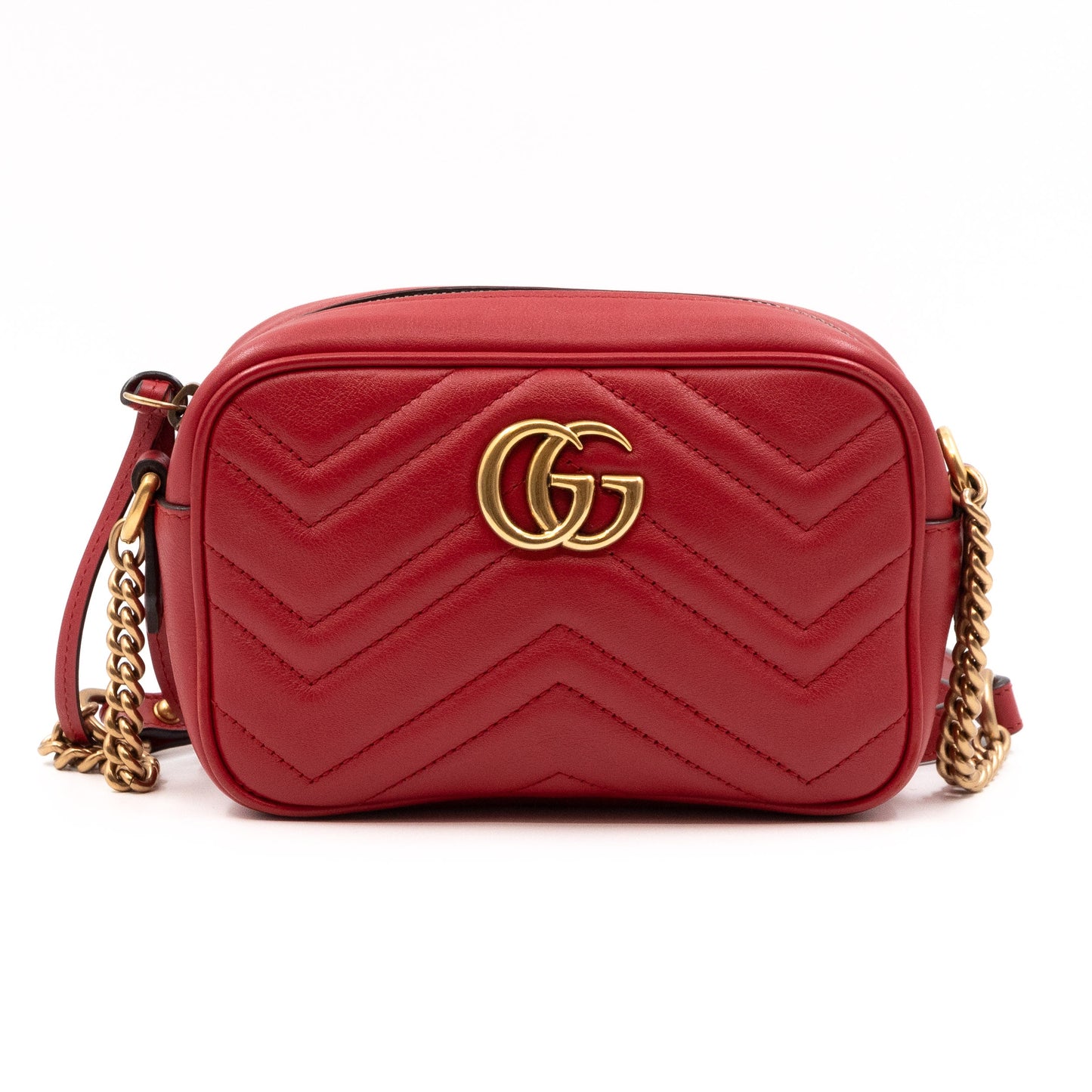 GG Marmont Matelassé Mini Red Leather