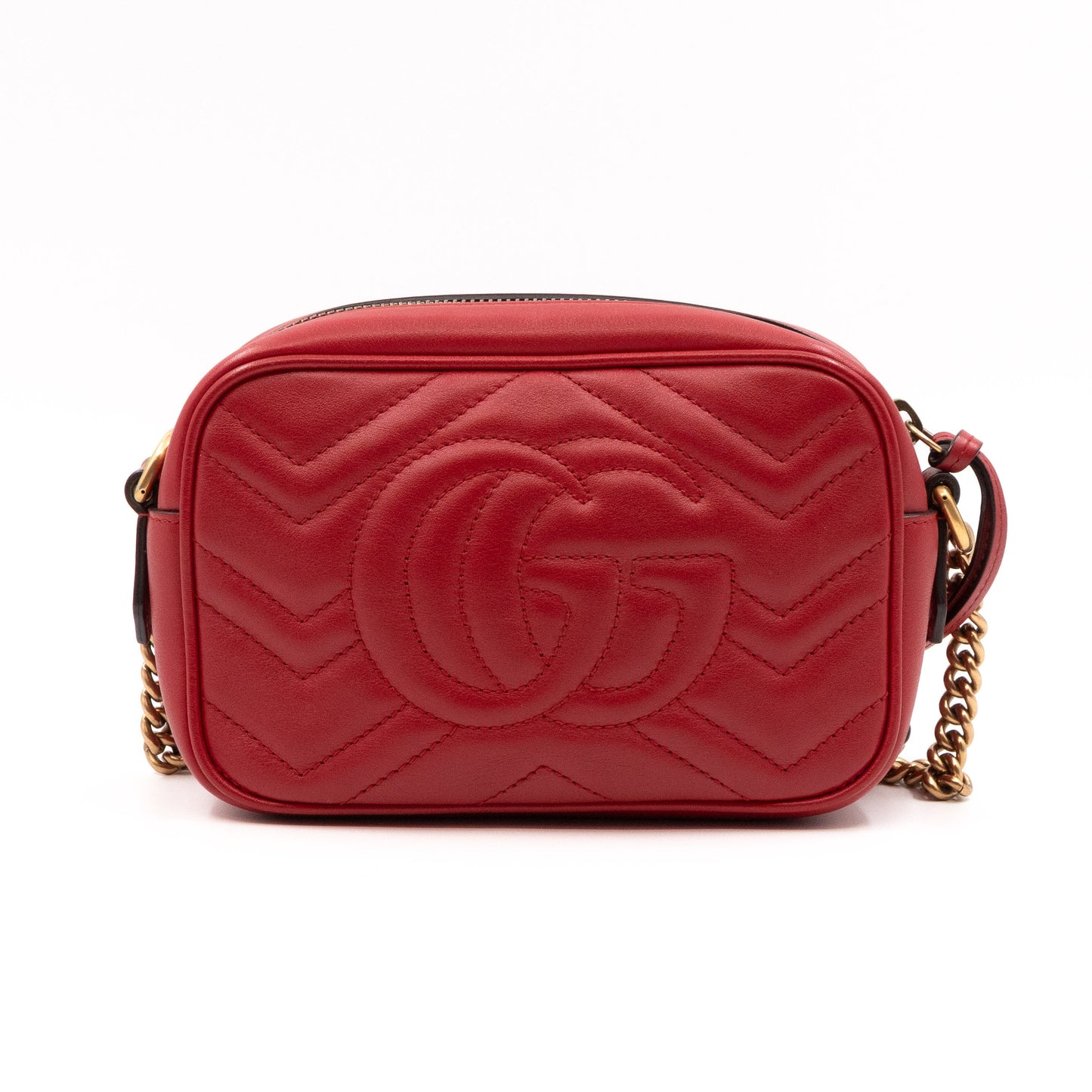 GG Marmont Matelassé Mini Red Leather
