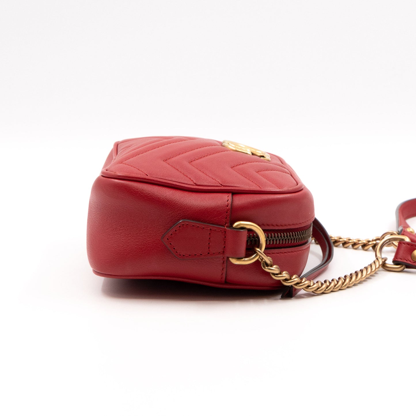 GG Marmont Matelassé Mini Red Leather
