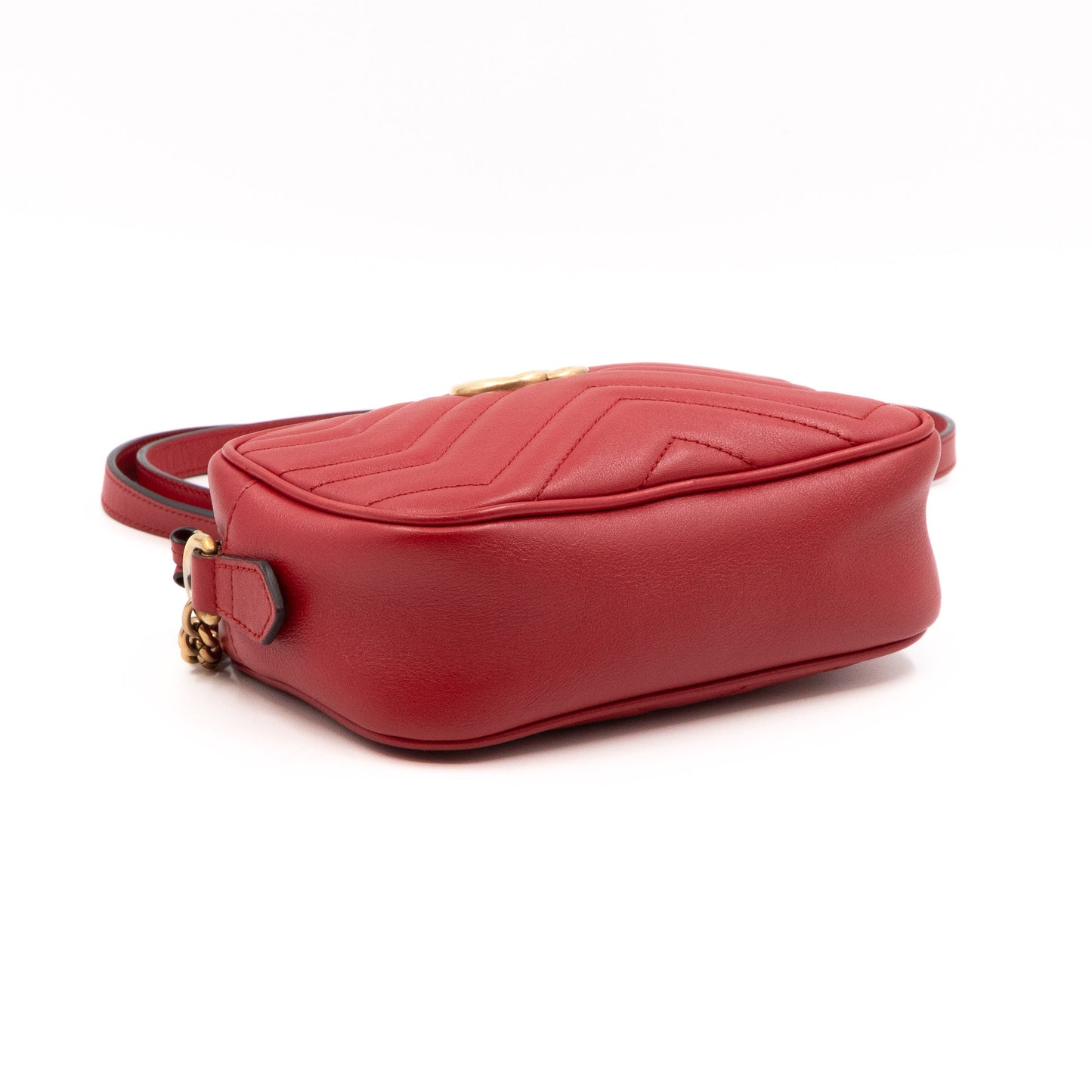 GG Marmont Matelassé Mini Red Leather