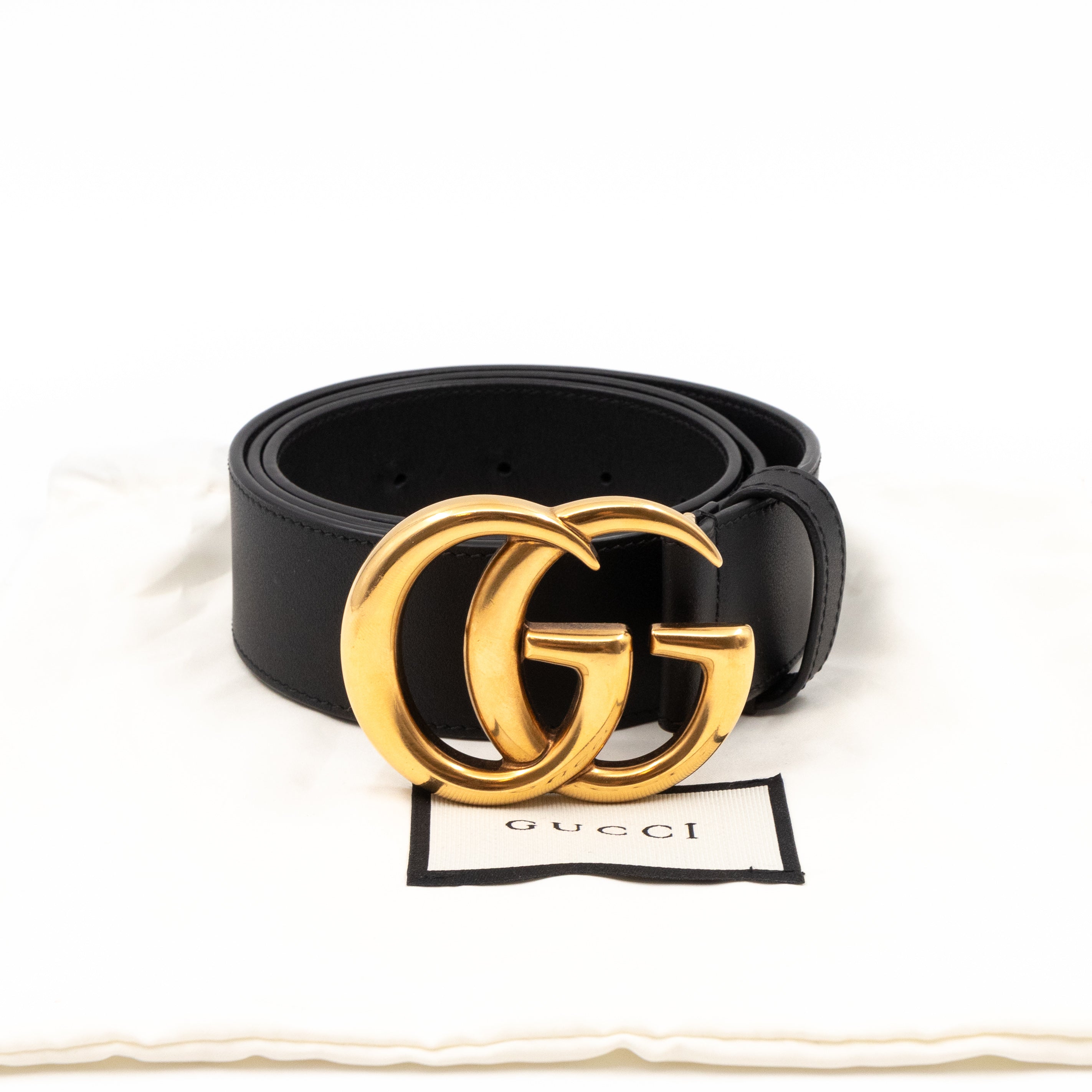 GG Marmont Wide Black Leather Belt 95 cm