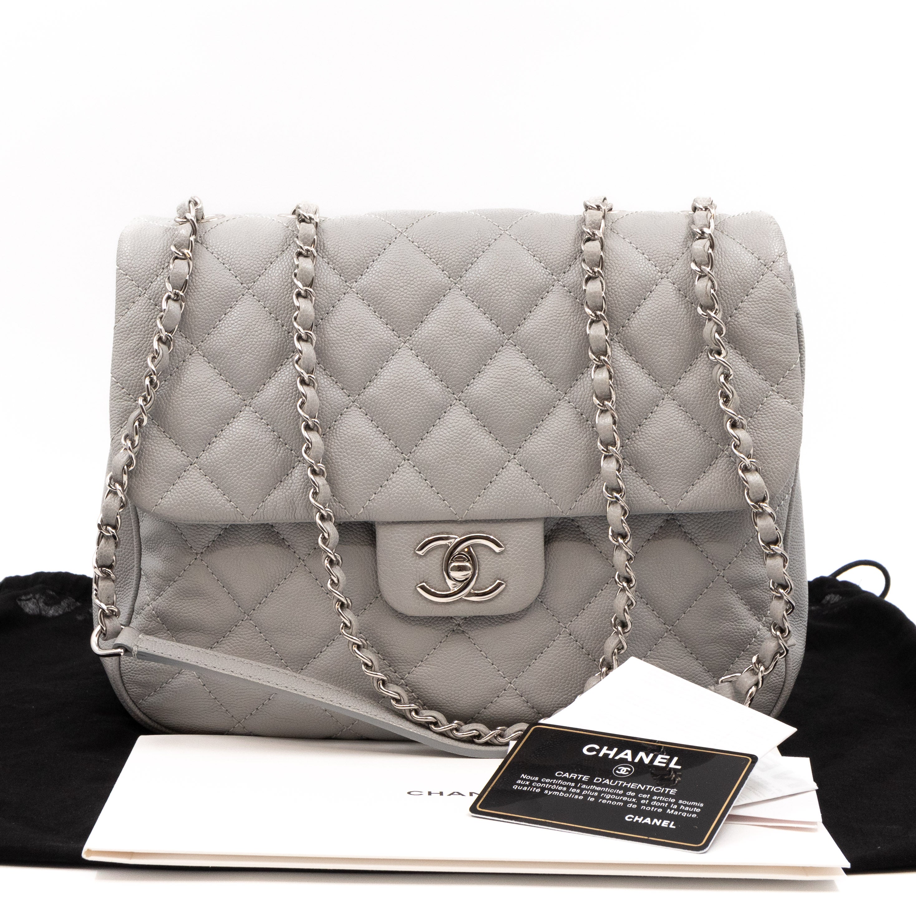 Classic Flap Urban Companion Bag Grey Caviar Silver