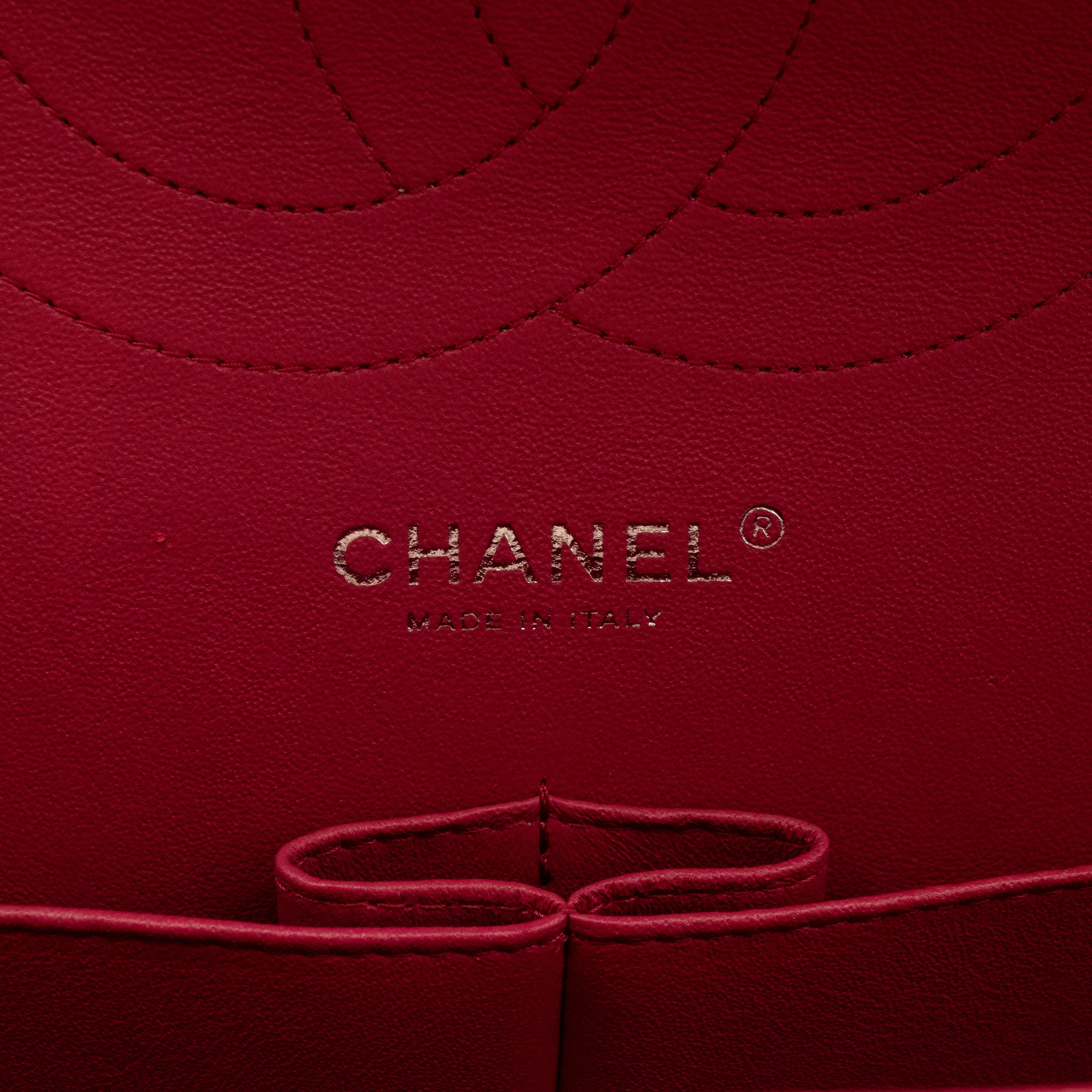 Classic Double Flap Jumbo Red Caviar Leather