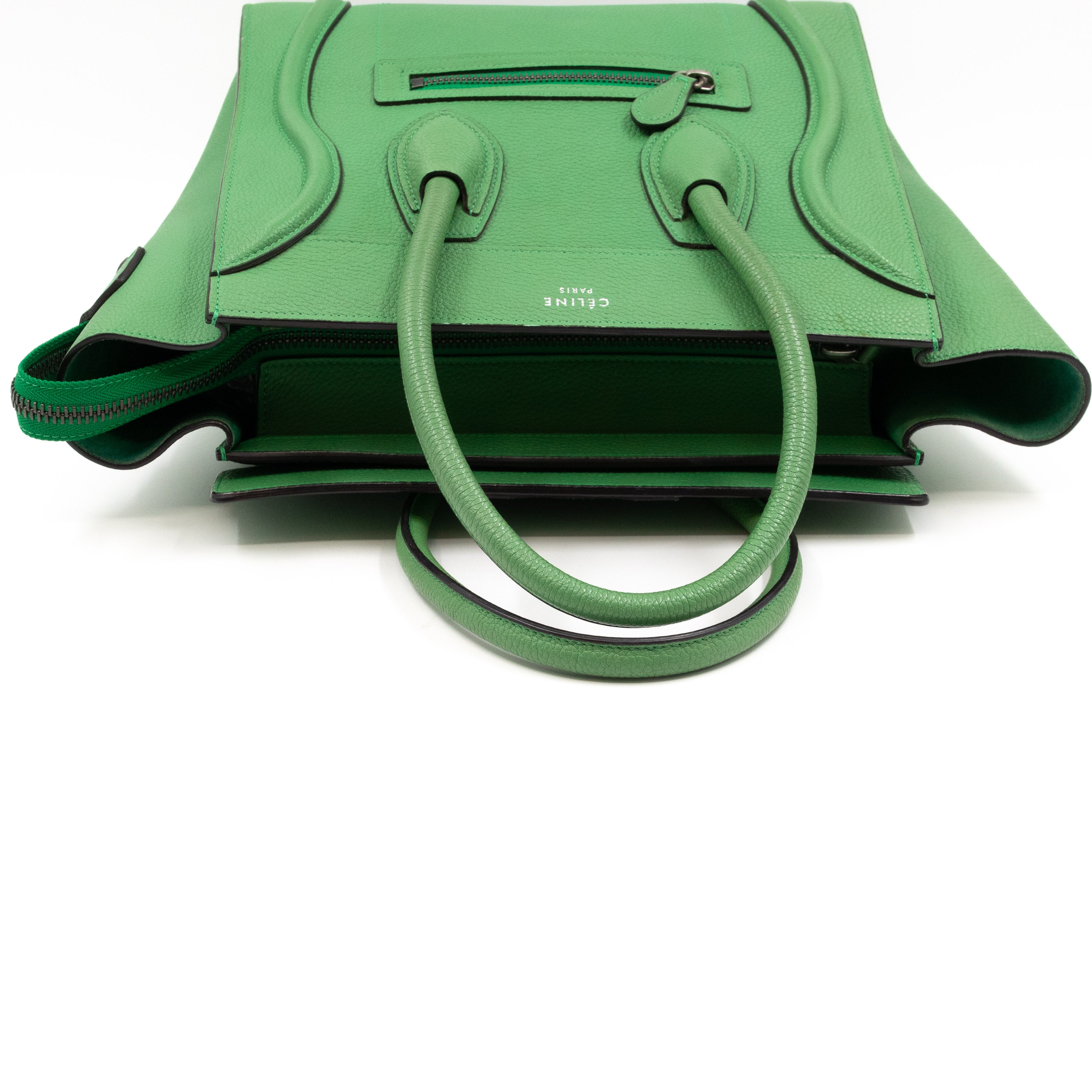 Micro Luggage Green Leather