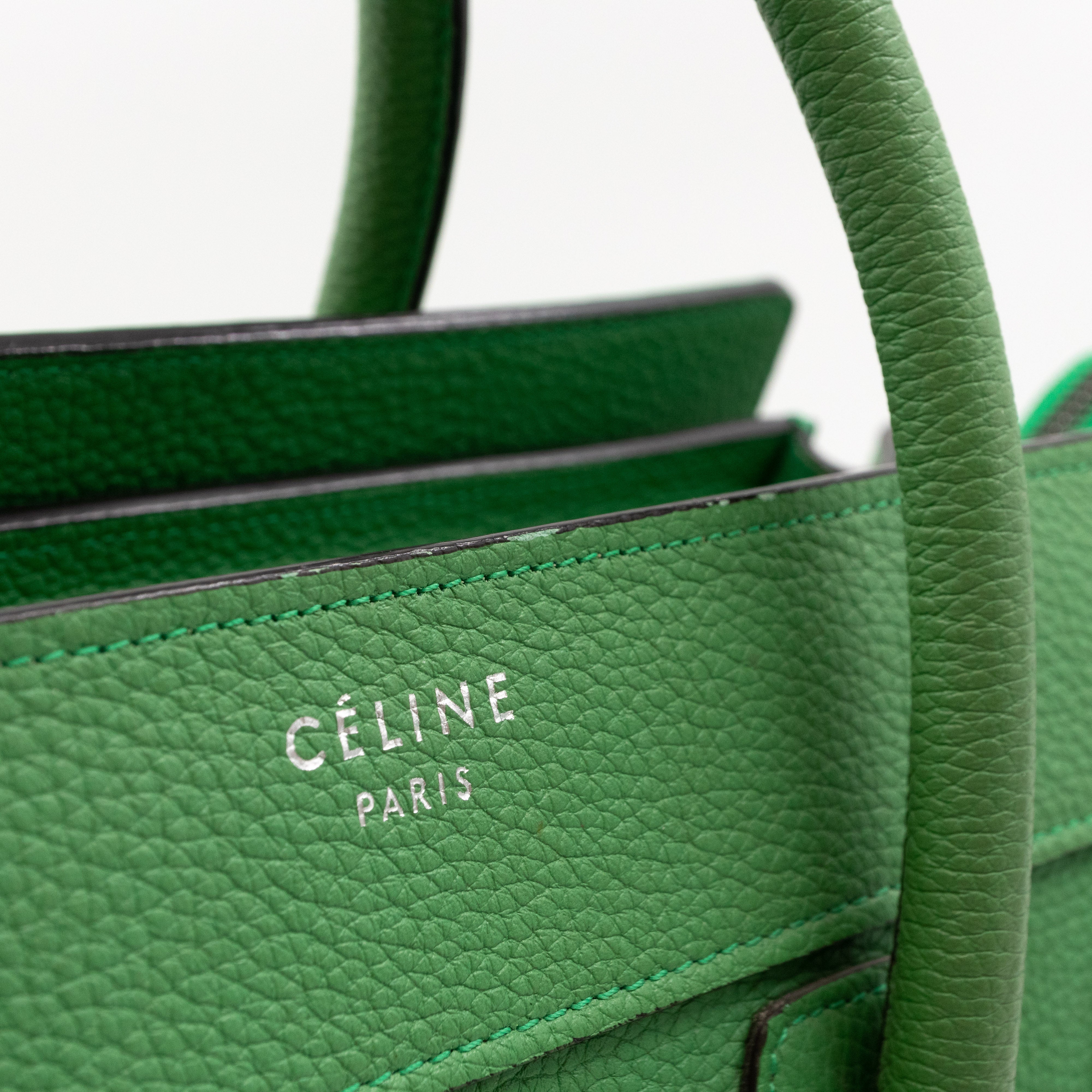 Micro Luggage Green Leather