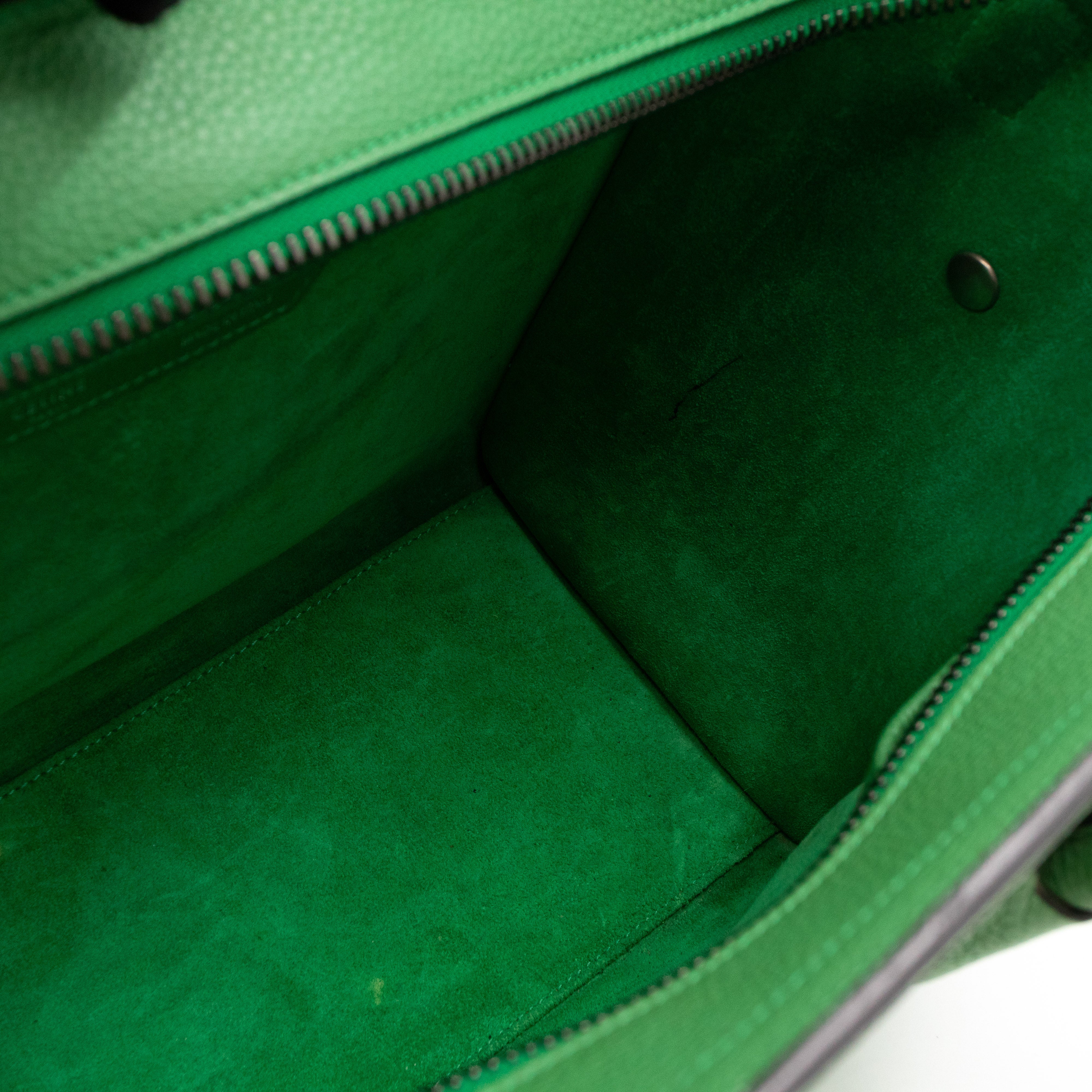 Micro Luggage Green Leather