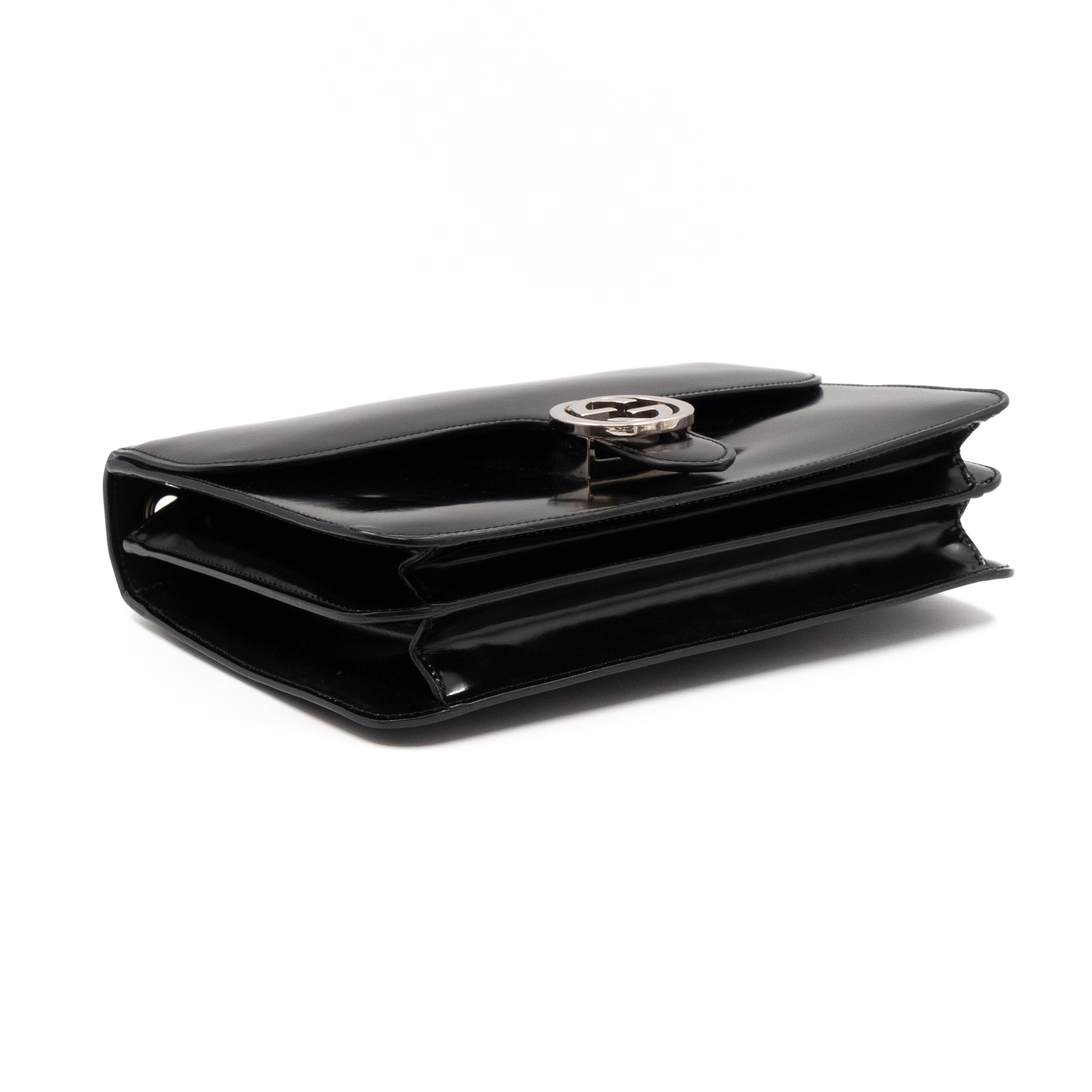 Interlocking GG Flap Bag Polished Calfskin Leather