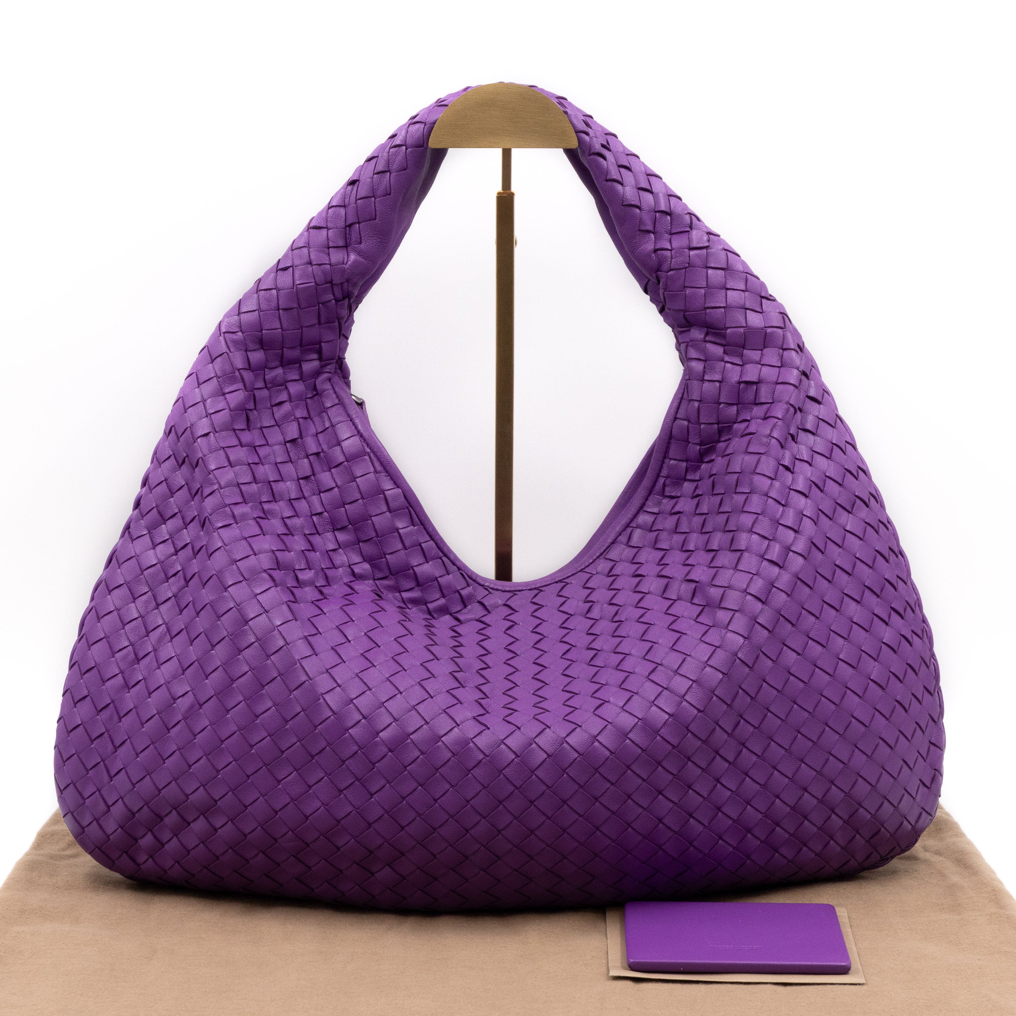 Veneta Hobo Bag Intrecciato Purple Leather