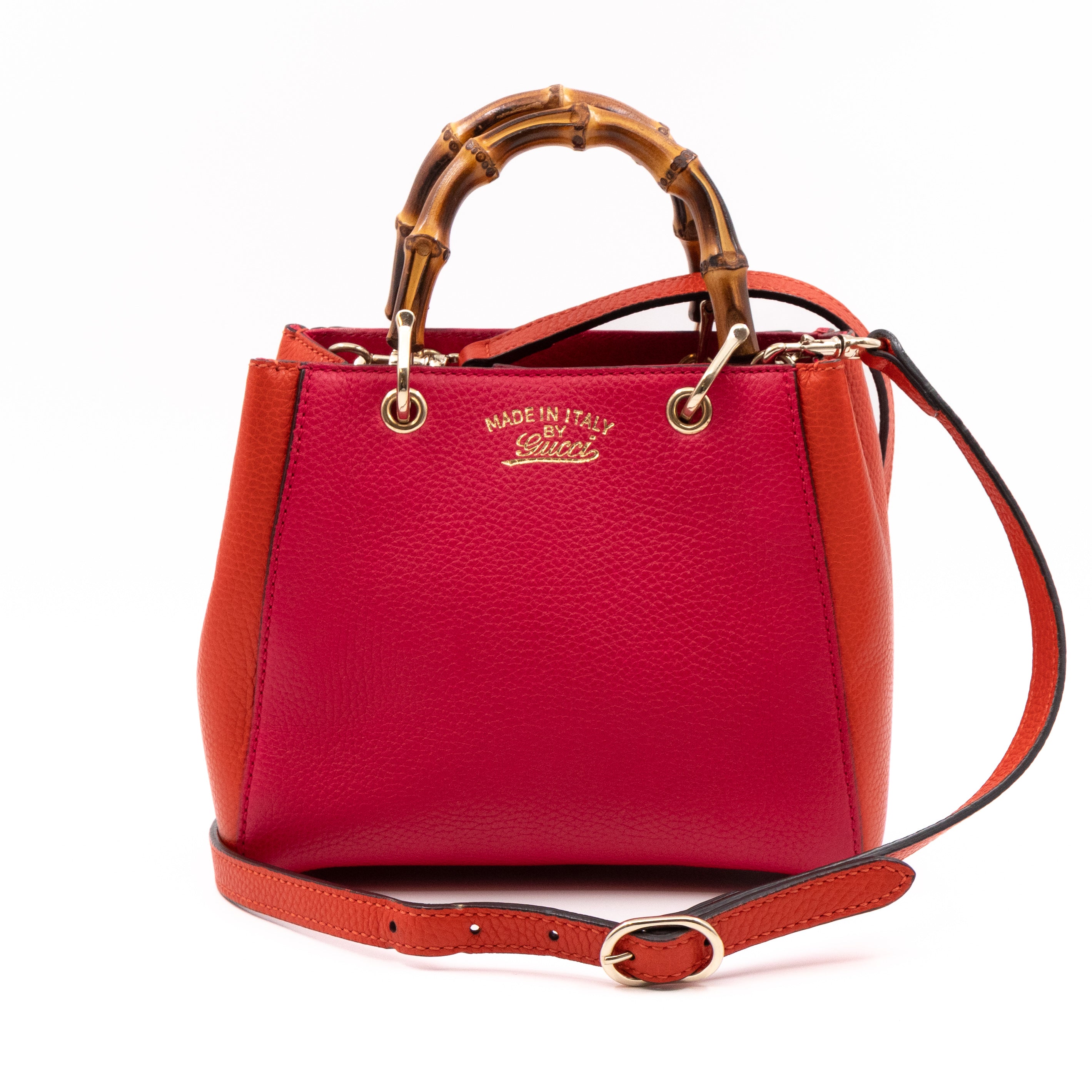 Bamboo Handle Mini Tote Pink & Orange