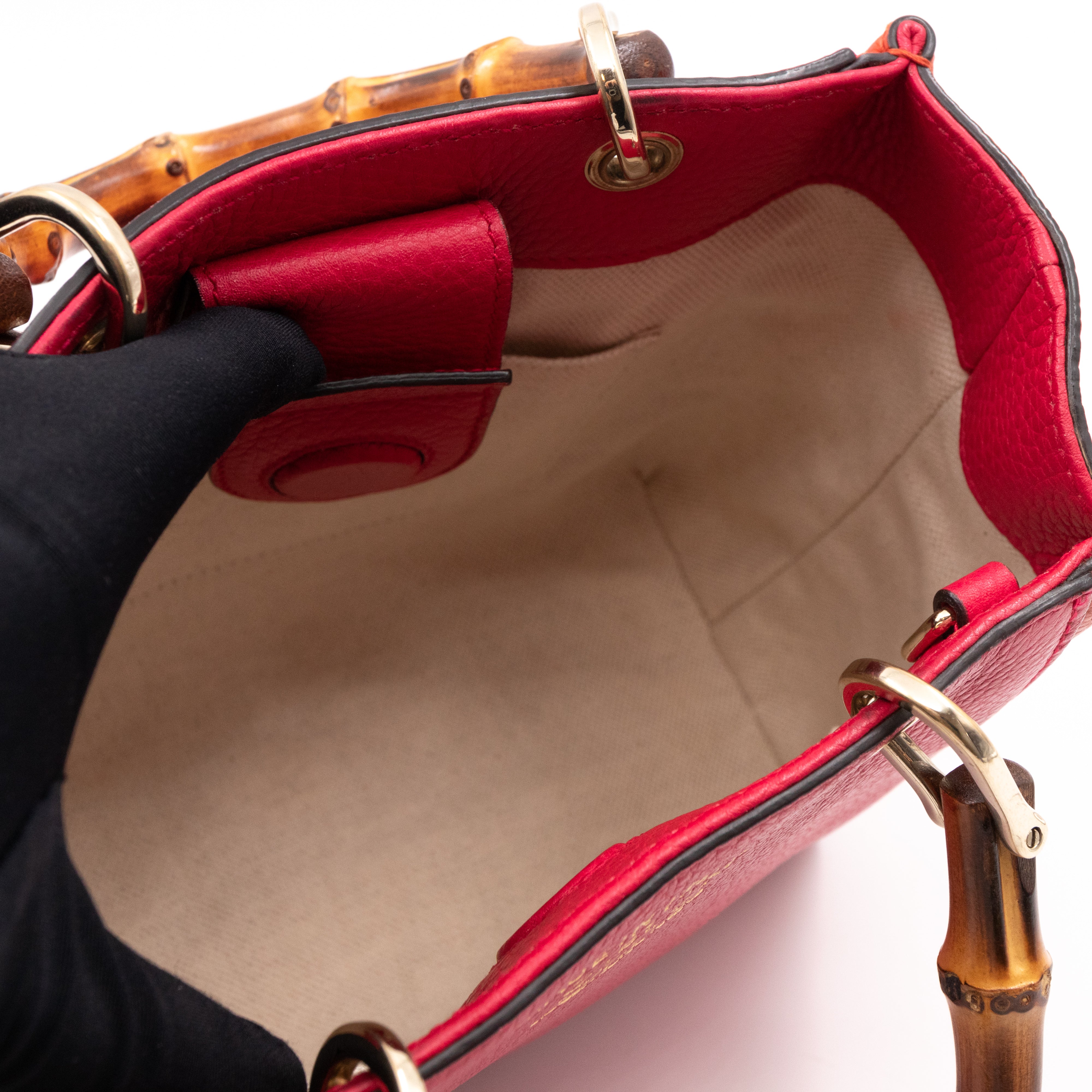 Bamboo Handle Mini Tote Pink & Orange