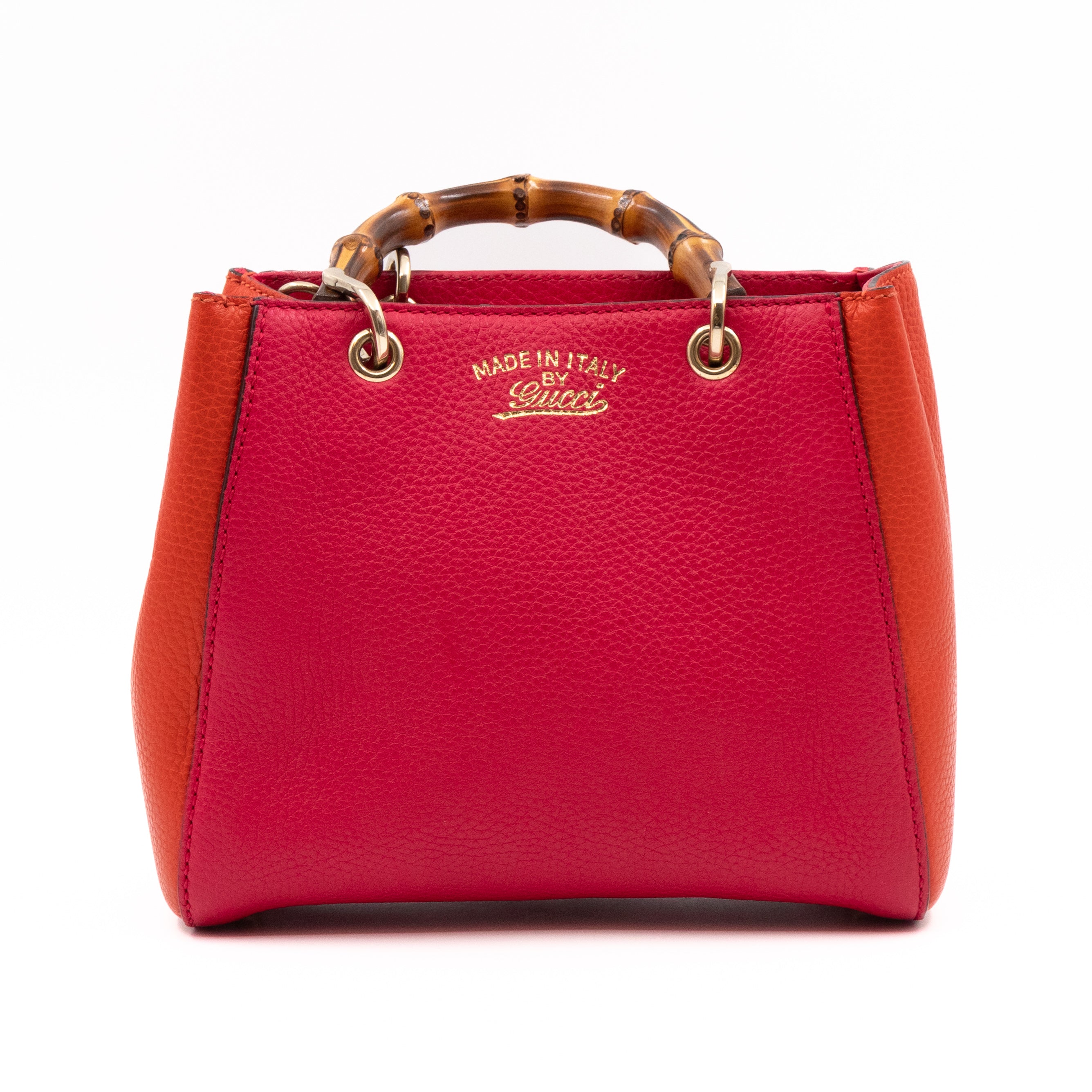 Bamboo Handle Mini Tote Pink & Orange