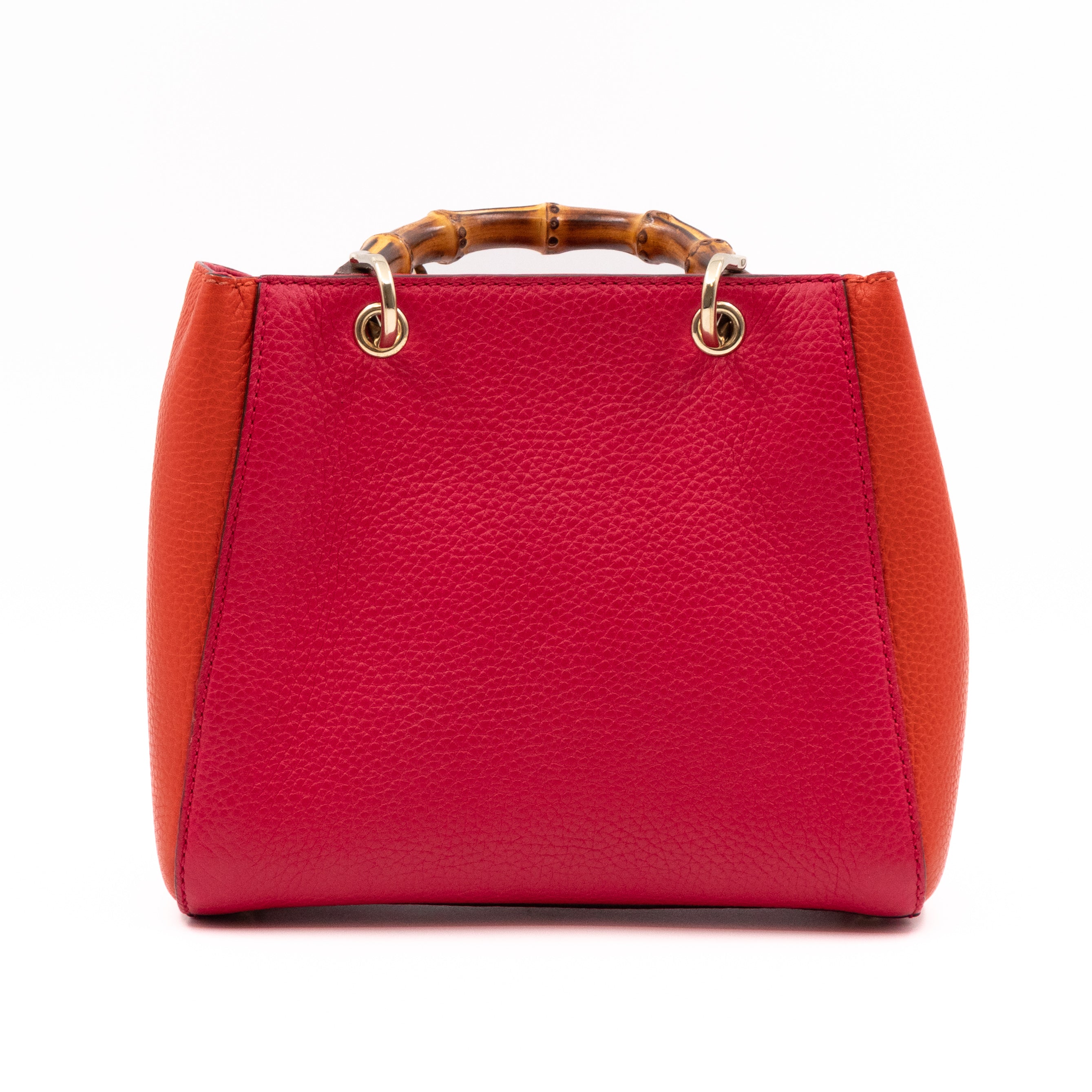 Bamboo Handle Mini Tote Pink & Orange