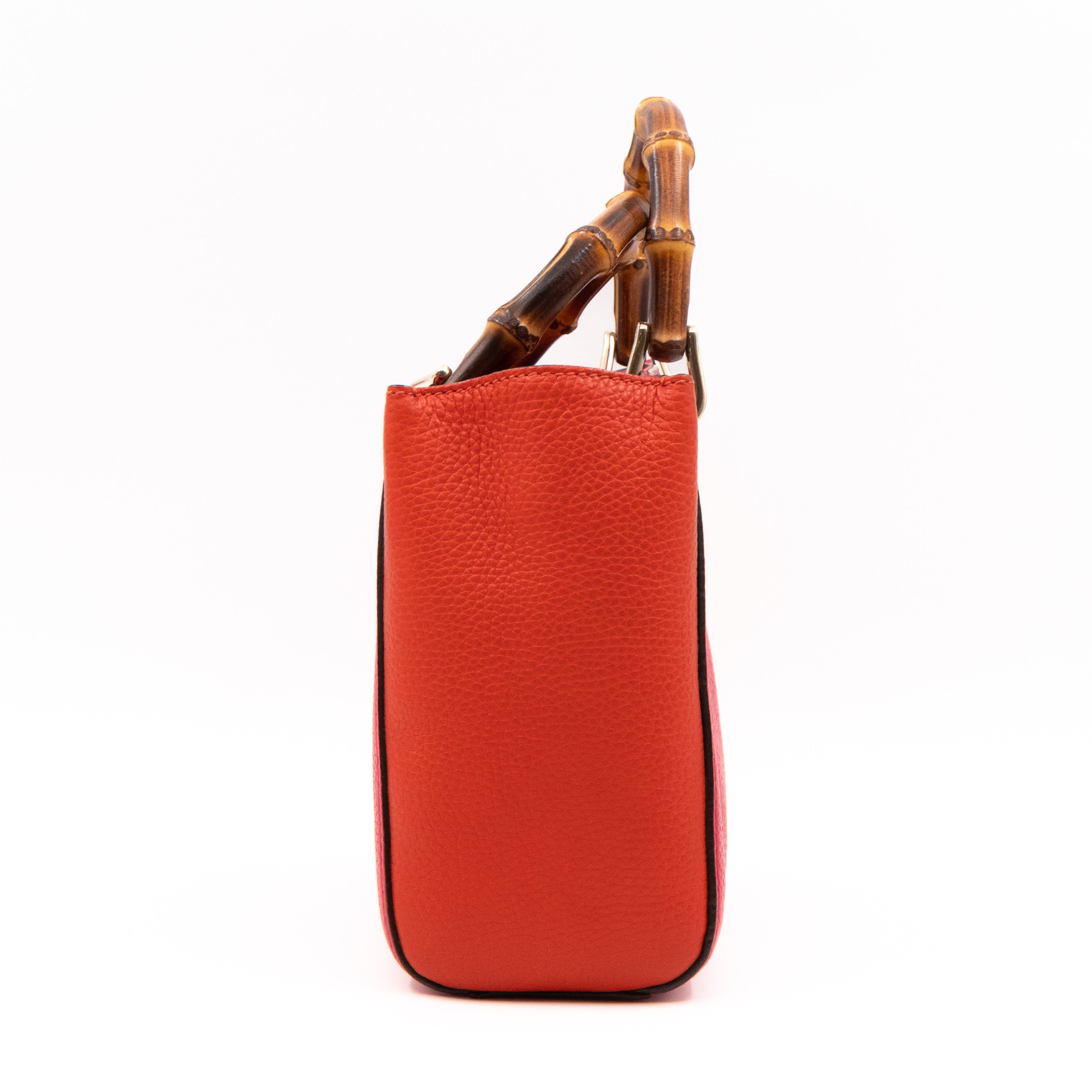 Bamboo Handle Mini Tote Pink & Orange