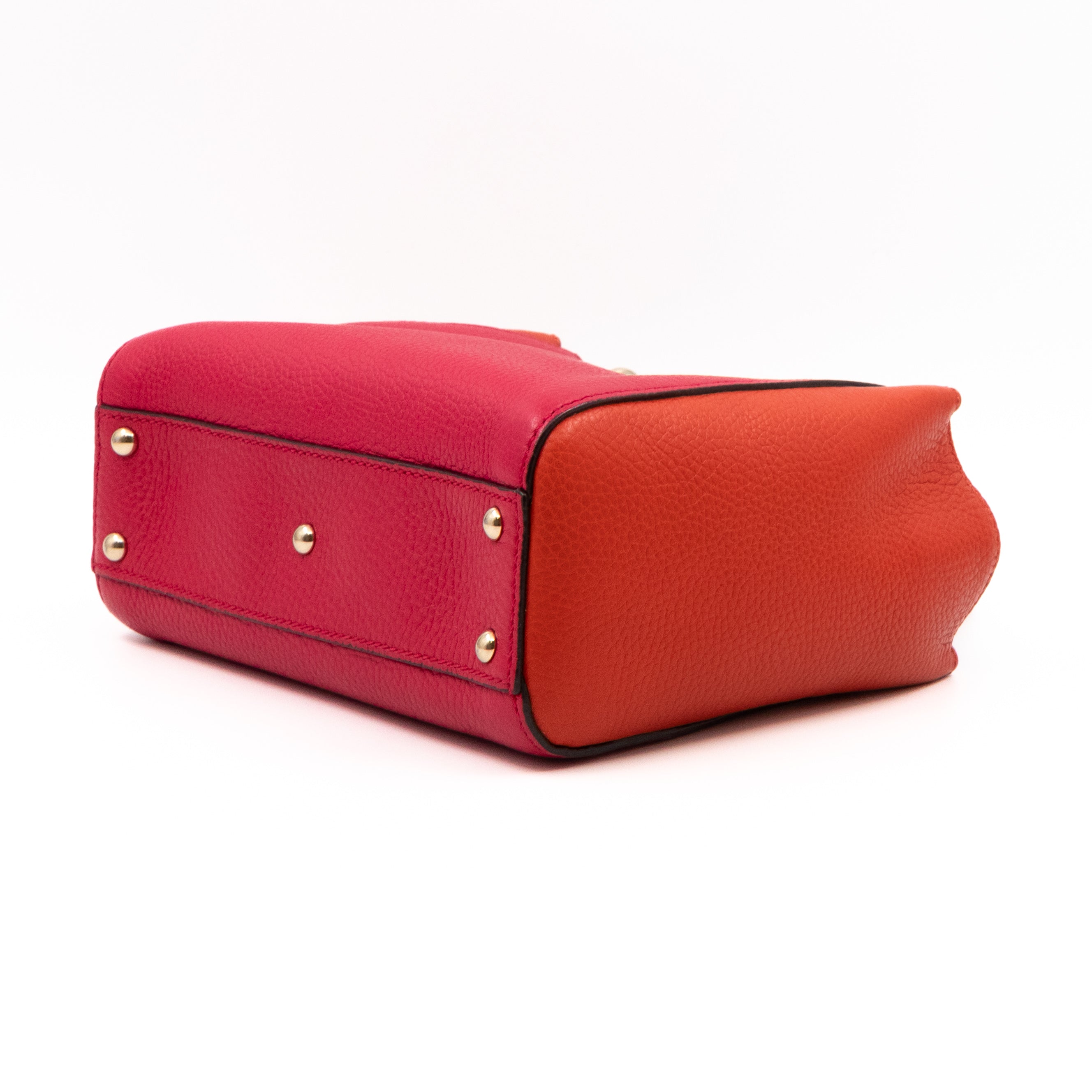 Bamboo Handle Mini Tote Pink & Orange