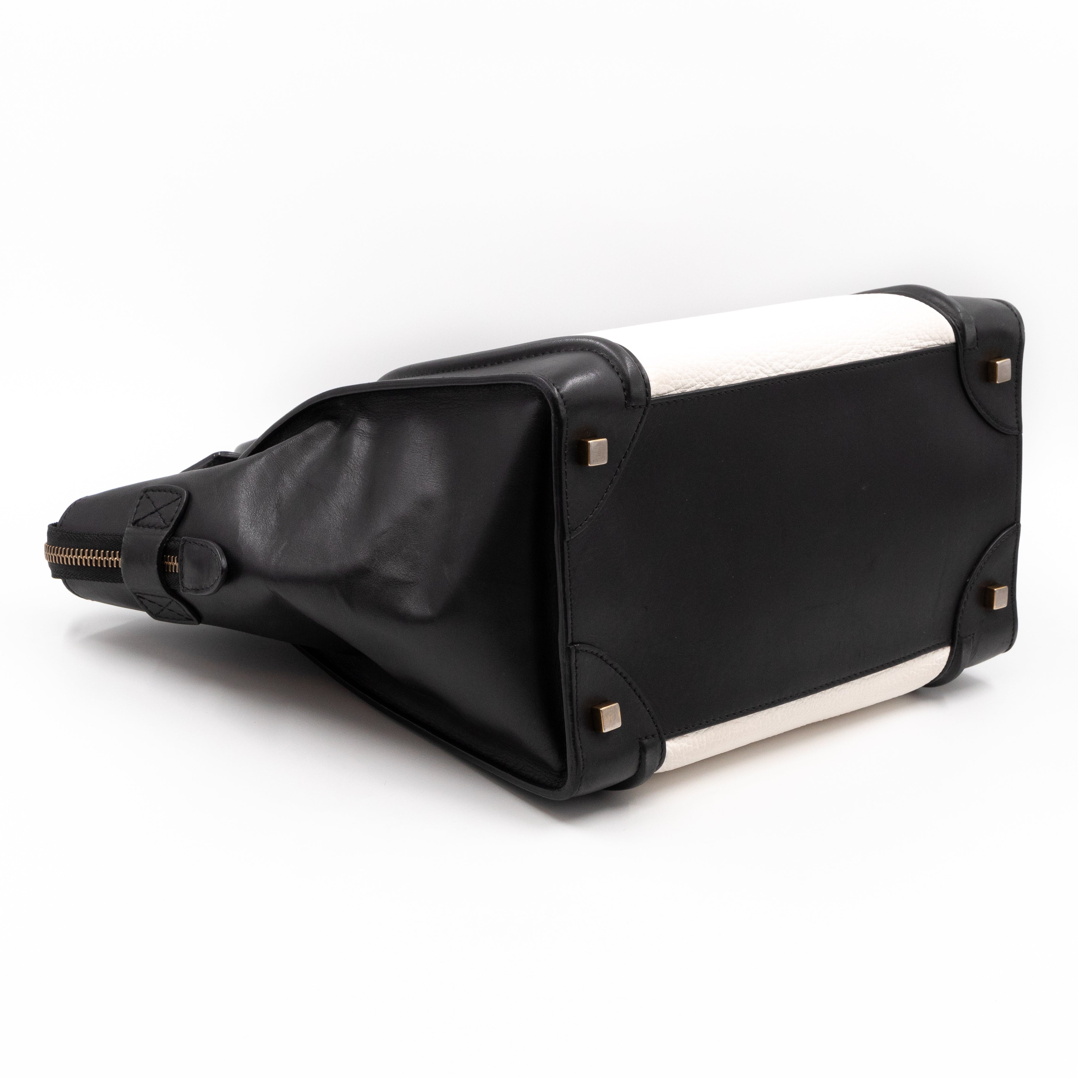 Mini Luggage Black & White Leather