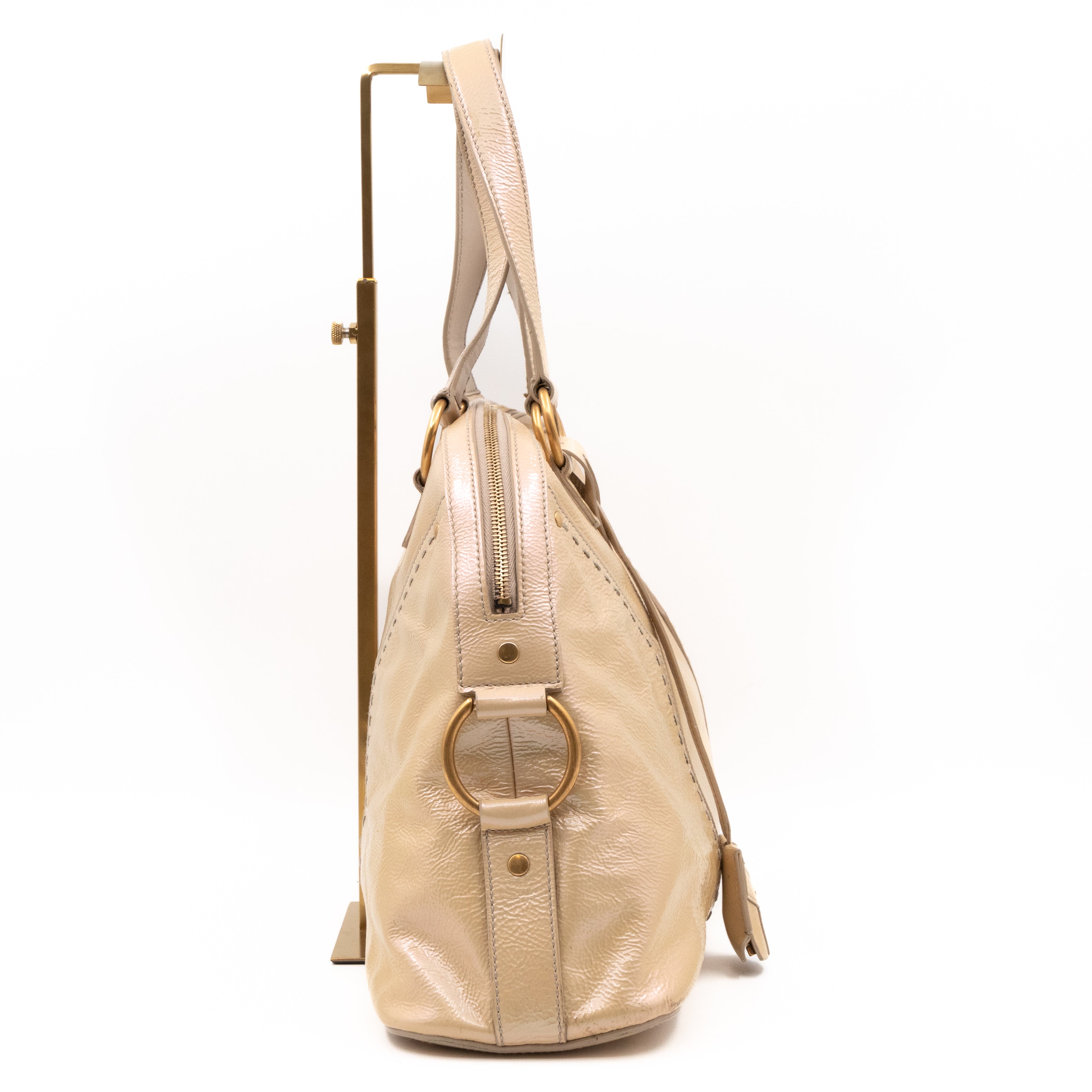 Large Muse Pearl White Patent Leather