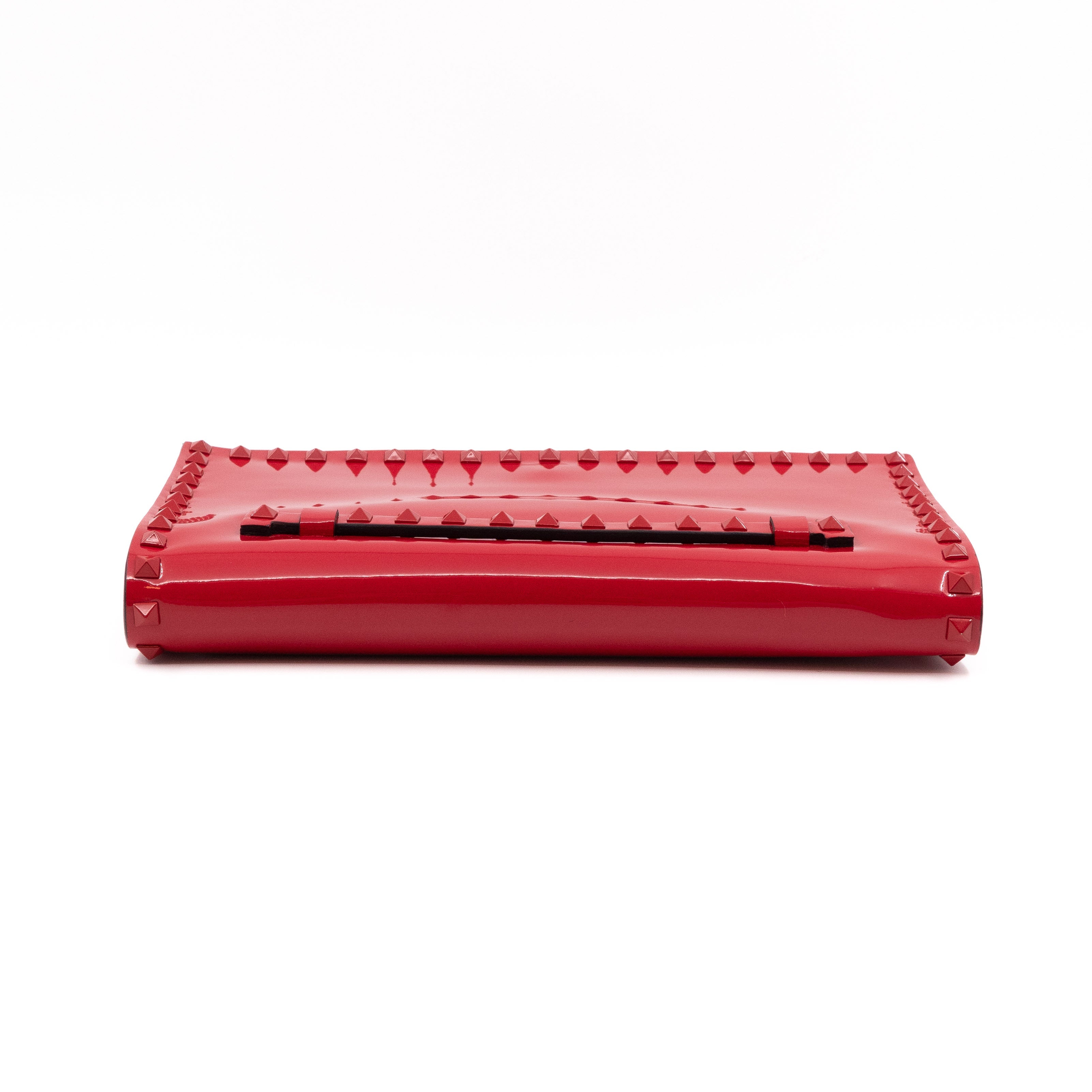 Rockstud Flap Clutch Red Patent Leather