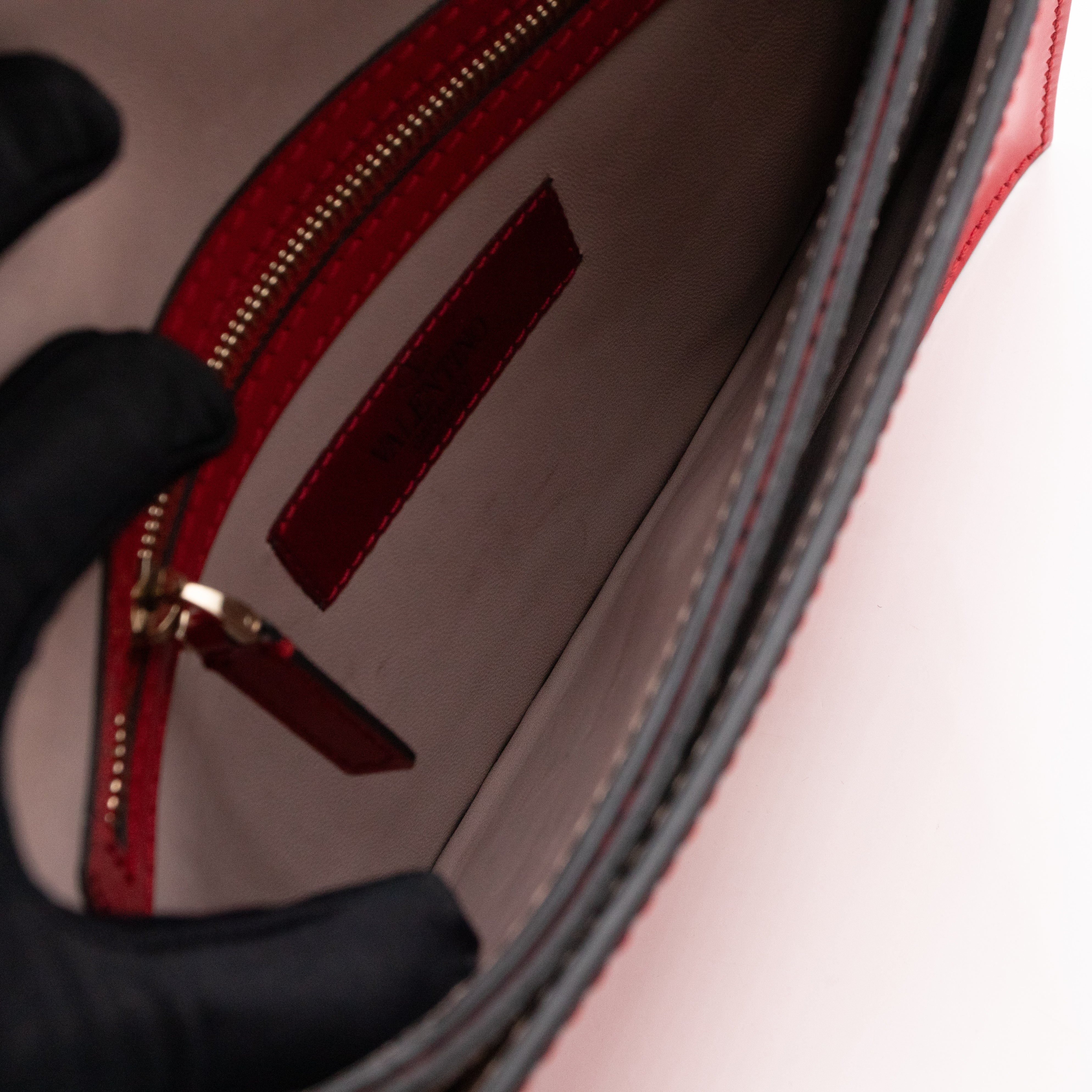 Rockstud Flap Clutch Red Patent Leather